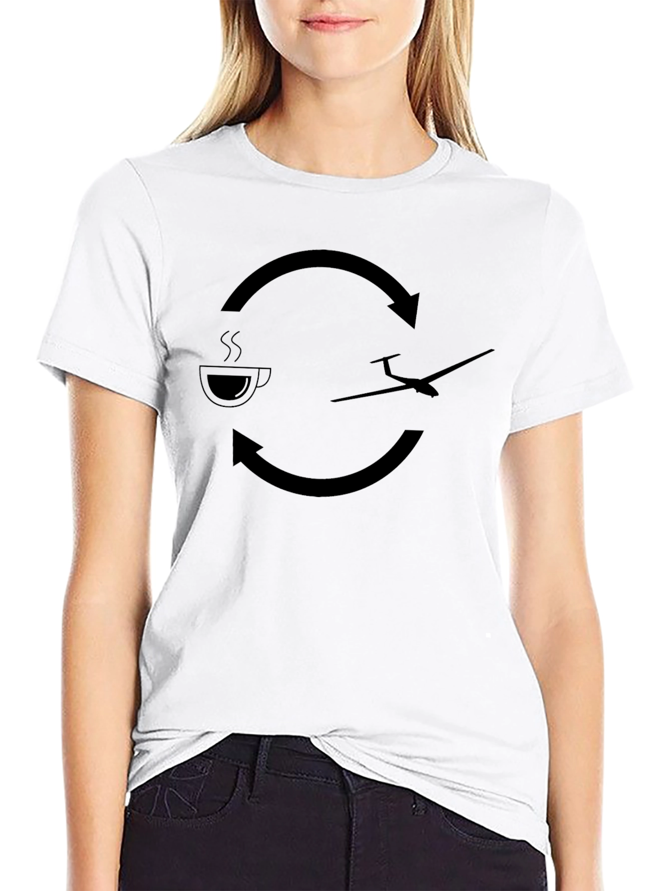 Coffee & Gliding Cycle Black T-Shirt