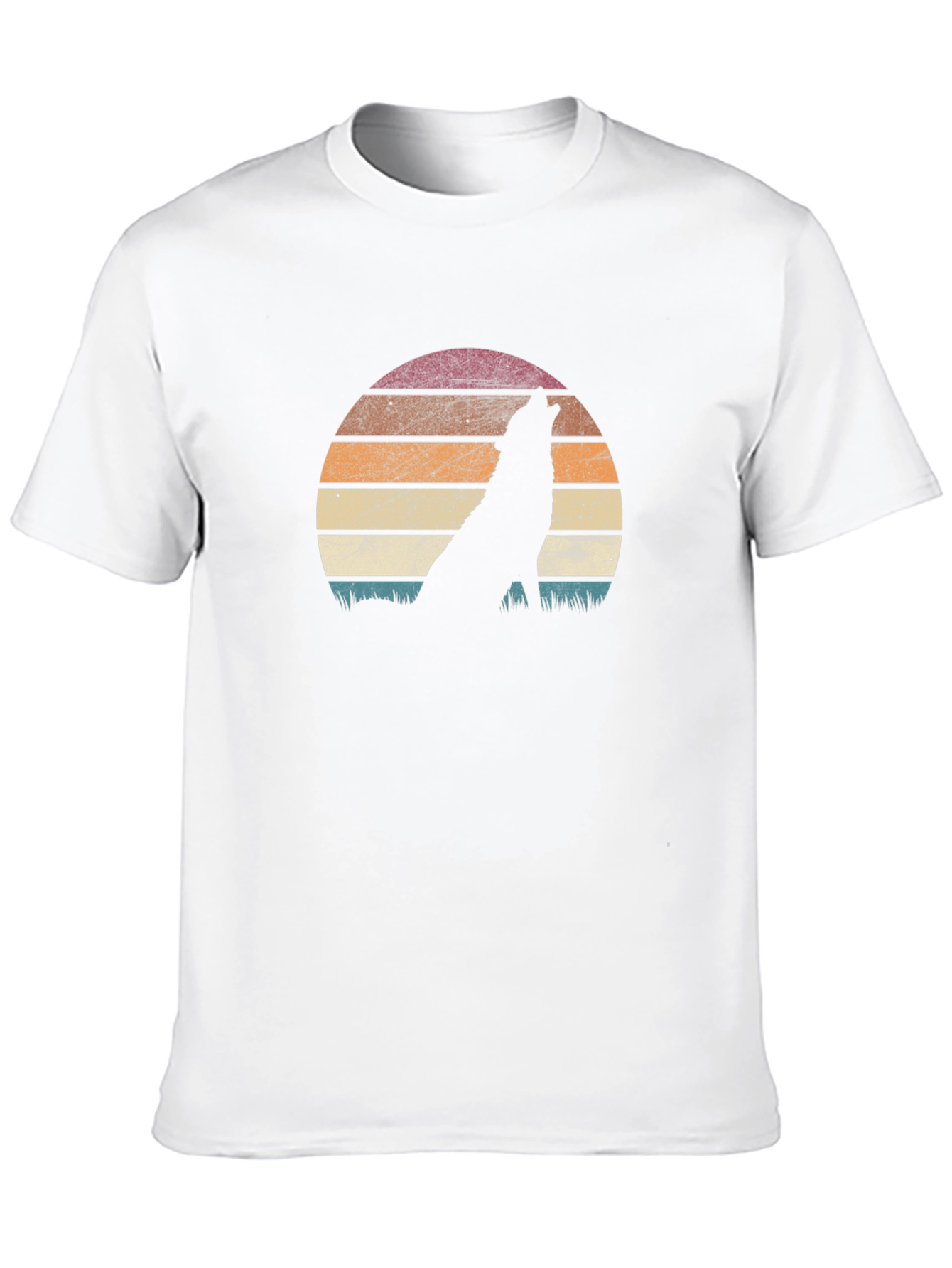 Wolf Silhouette Sunset Graphic Tee - Black T-Shirt
