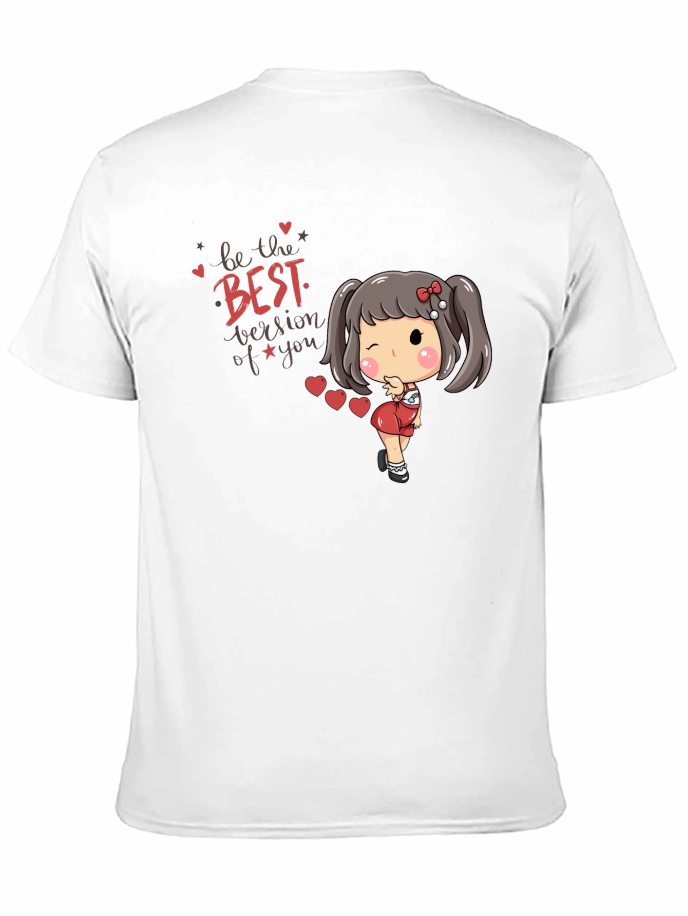 Cute Cartoon Girl Black T-Shirt