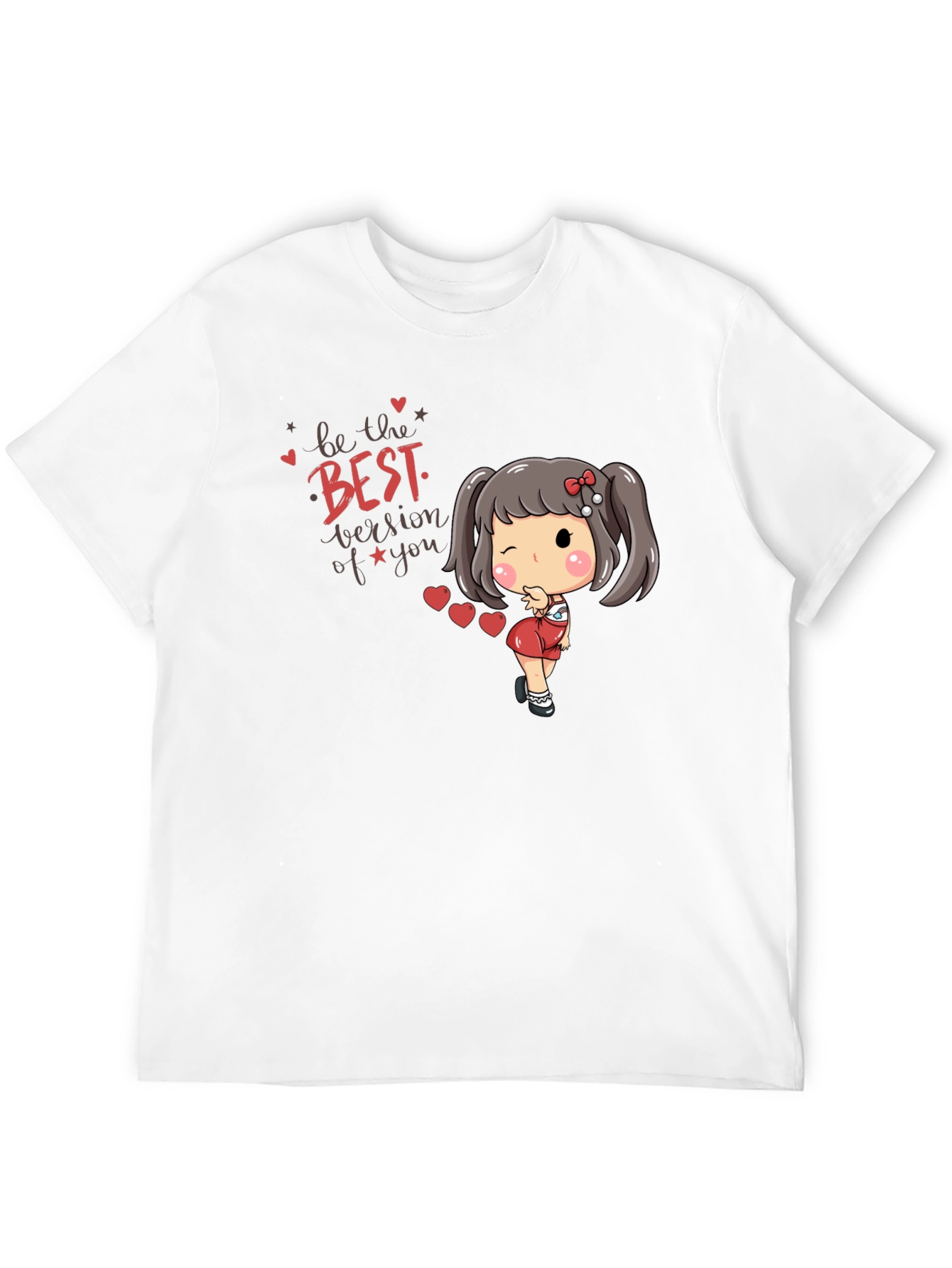 Cute Cartoon Girl Black T-Shirt