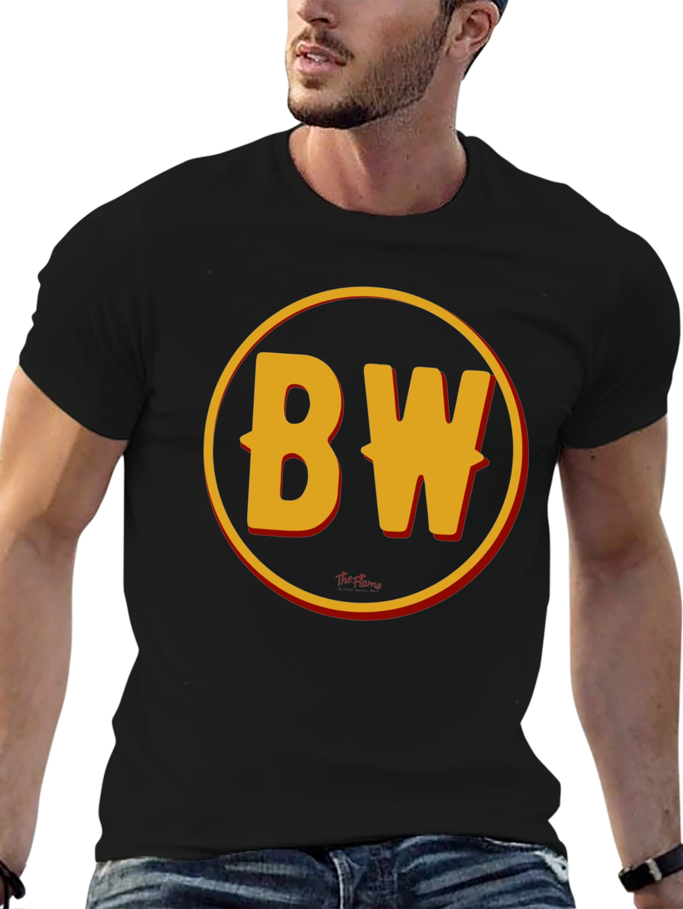 BW Initials Graphic Print Black T-Shirt