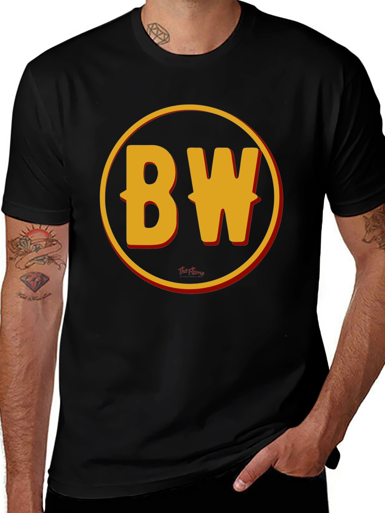 BW Initials Graphic Print Black T-Shirt