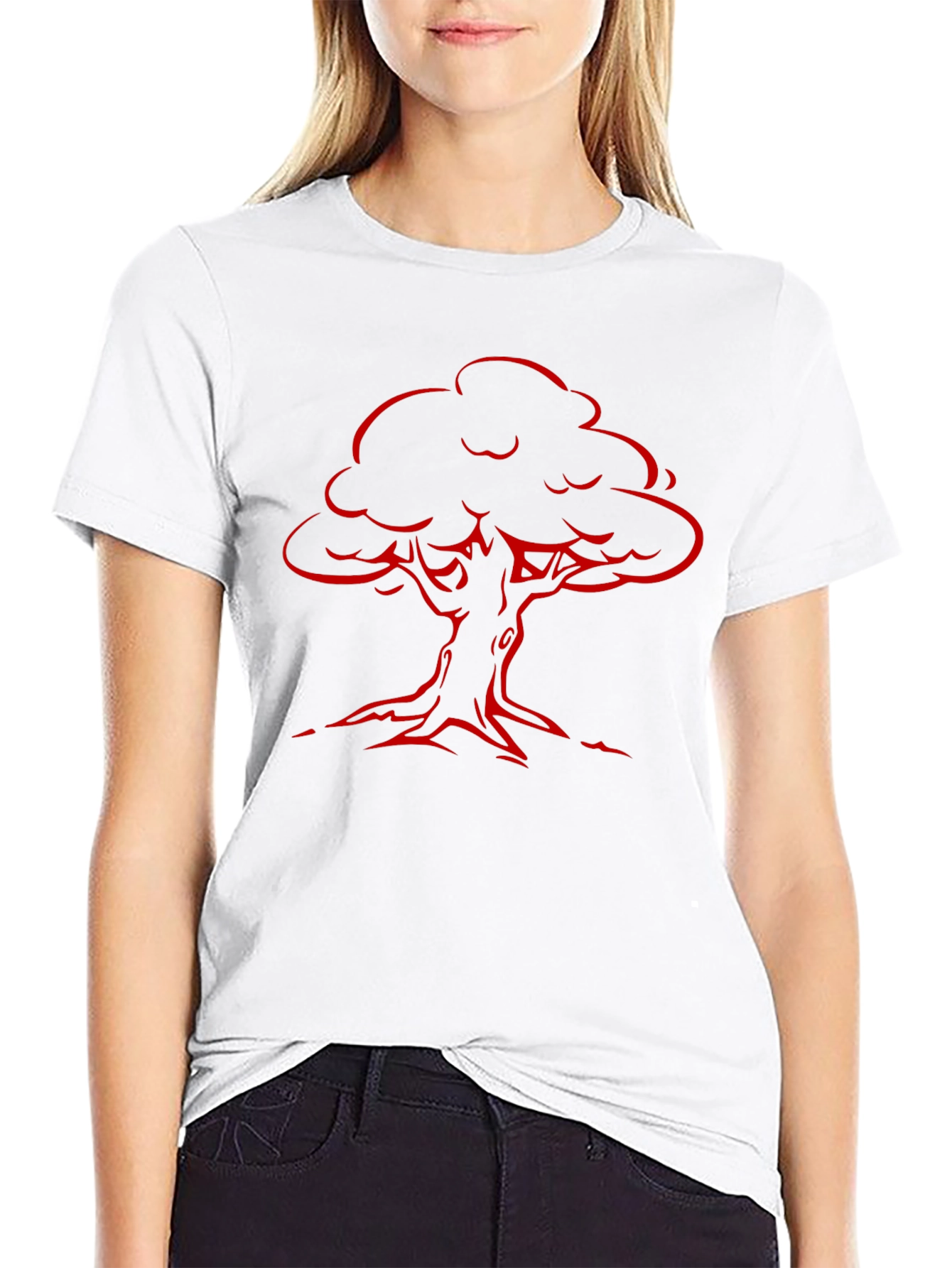 Red Tree Graphic Black T-Shirt