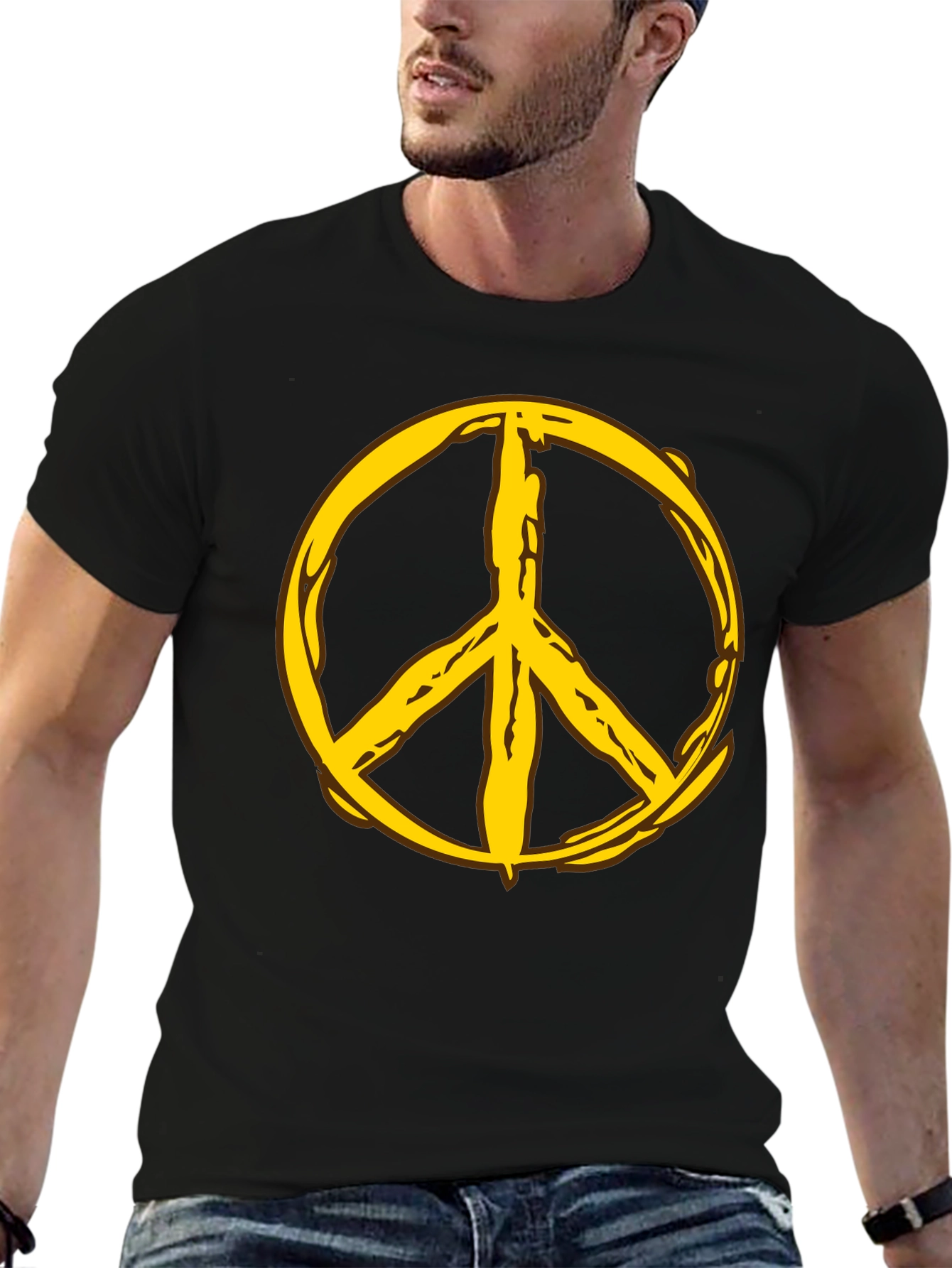 Peace Symbol Graphic Tee - Black Cotton Comfort