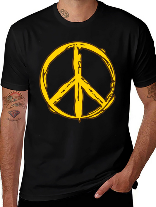 Peace Symbol Graphic Tee - Black Cotton Comfort