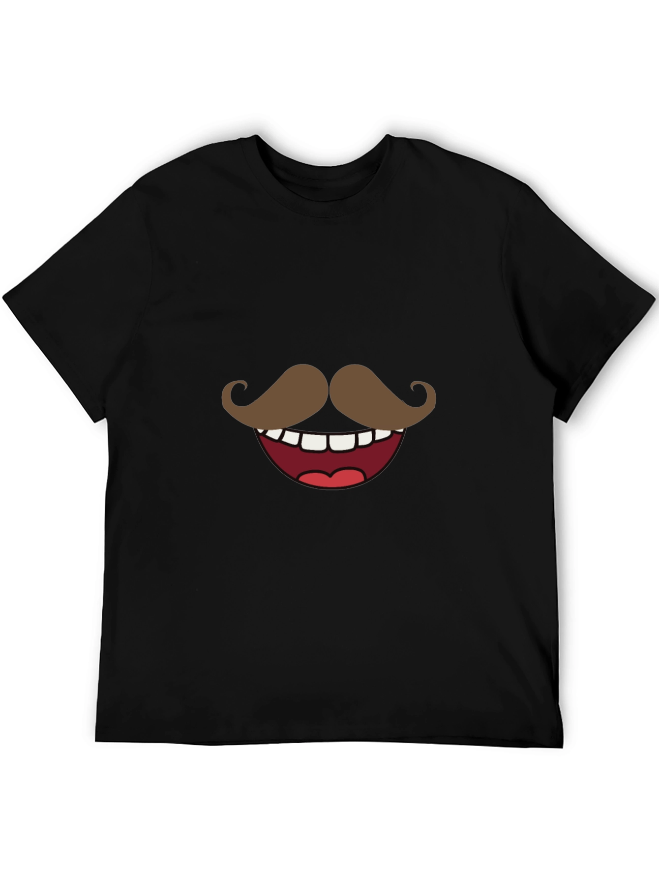 Funny Mustache Smile Graphic Tee - Black