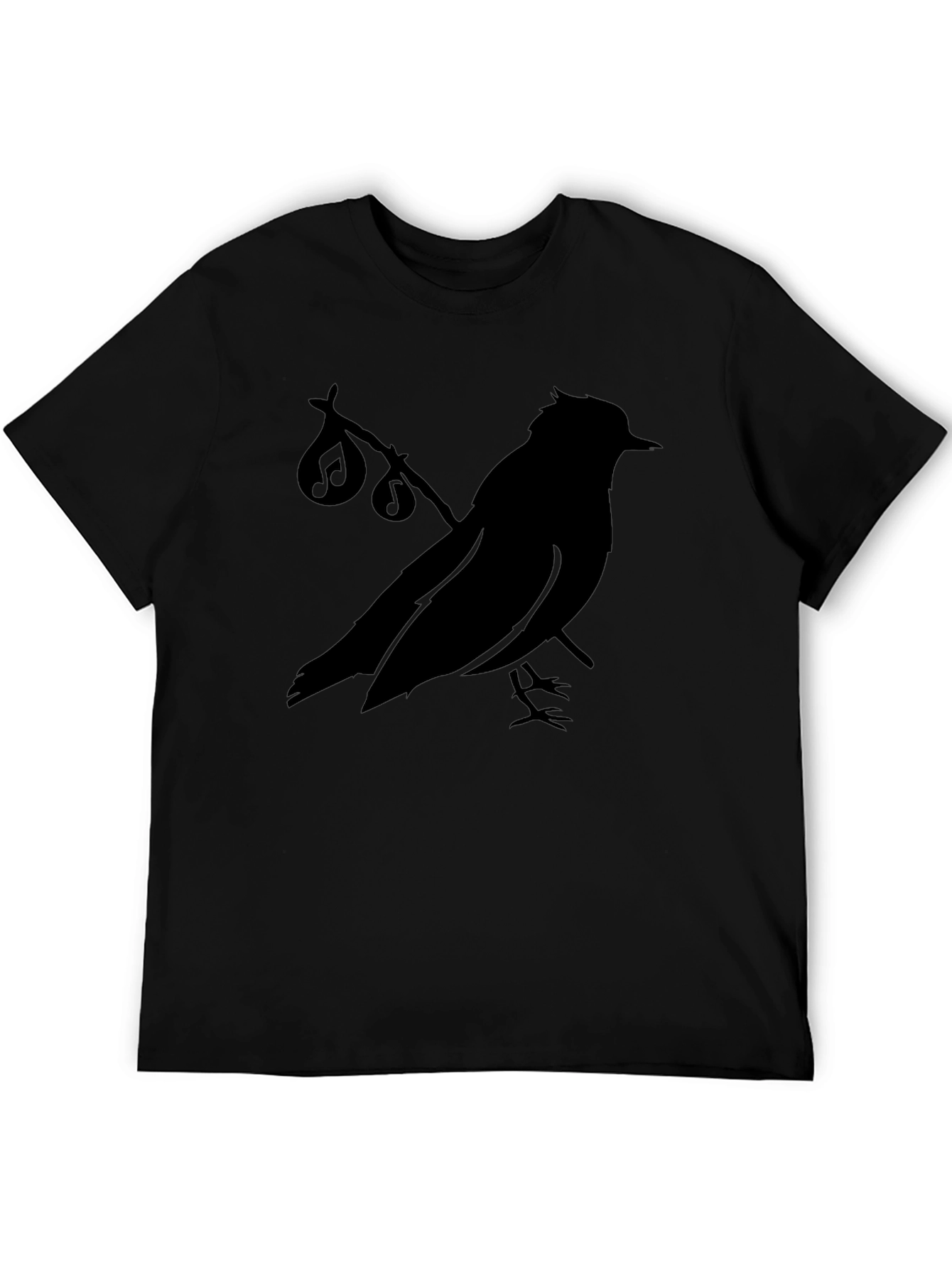 Musical Bird Silhouette Black T-Shirt