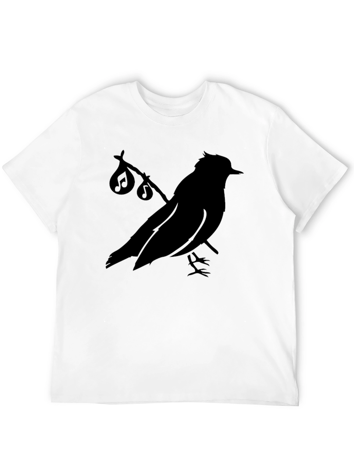 Musical Bird Silhouette Black T-Shirt