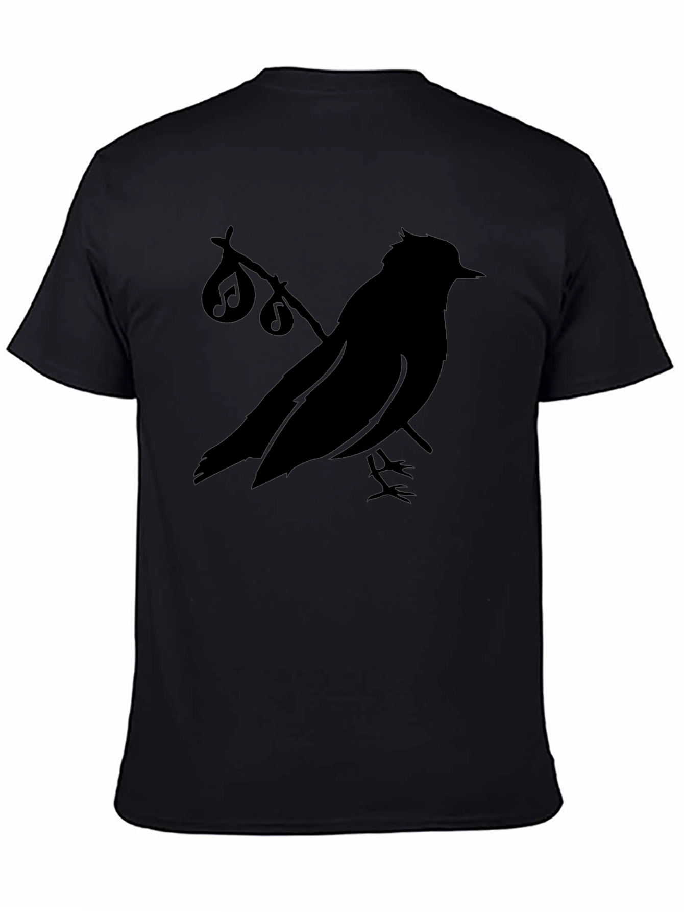 Musical Bird Silhouette Black T-Shirt