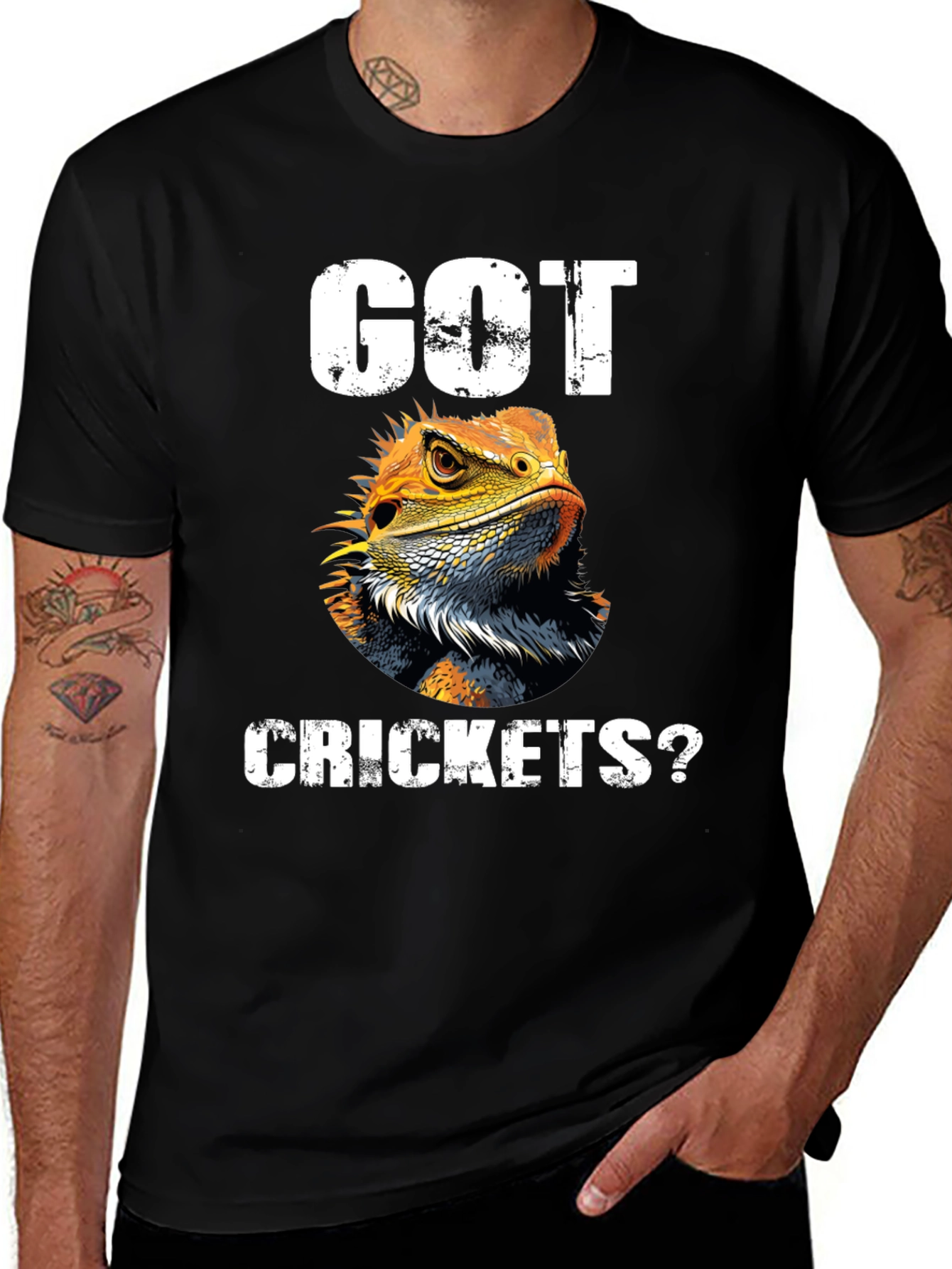 Got Crickets? Lizard Pet Lover Graphic T-Shirt