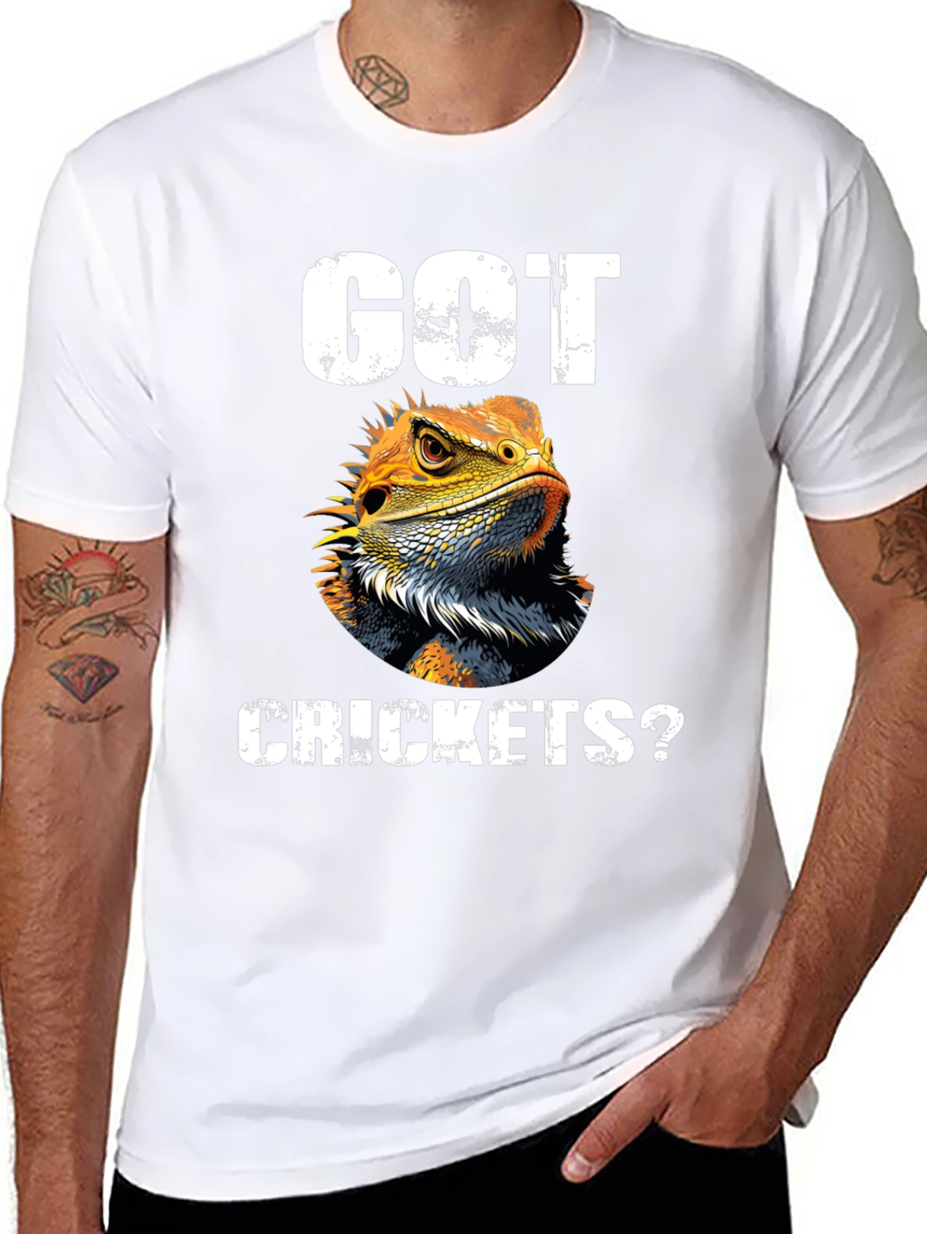 Got Crickets? Lizard Pet Lover Graphic T-Shirt
