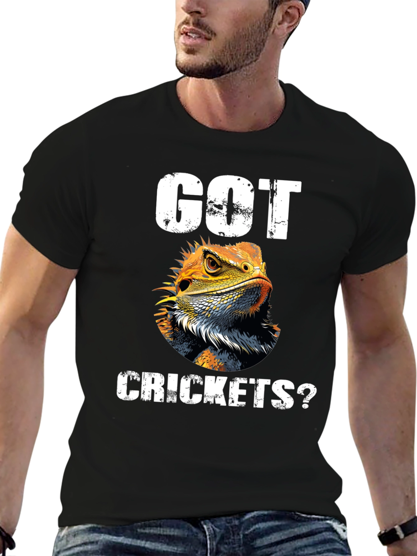 Got Crickets? Lizard Pet Lover Graphic T-Shirt