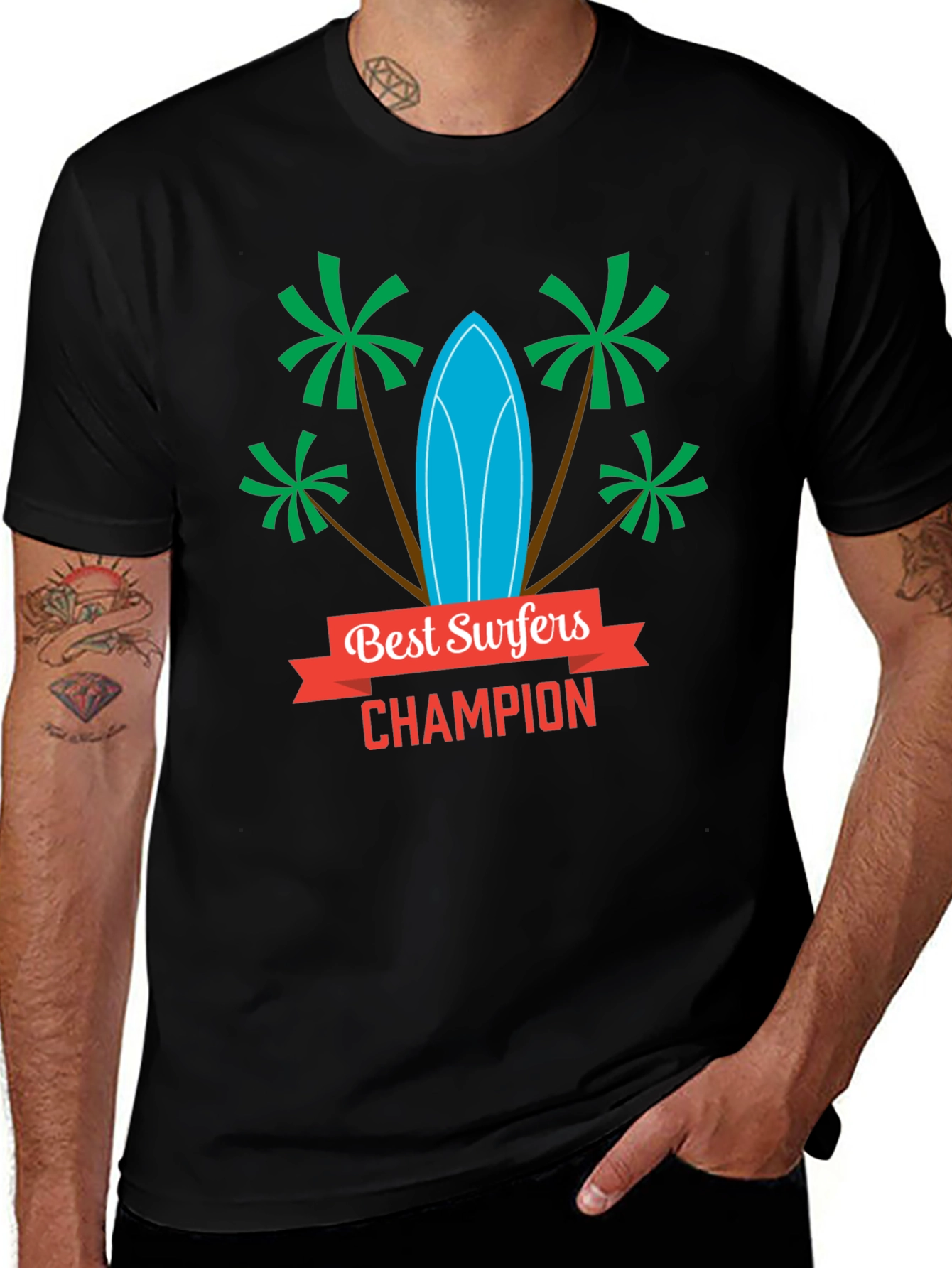 Best Surfers Champion Graphic T-Shirt - Beach Style