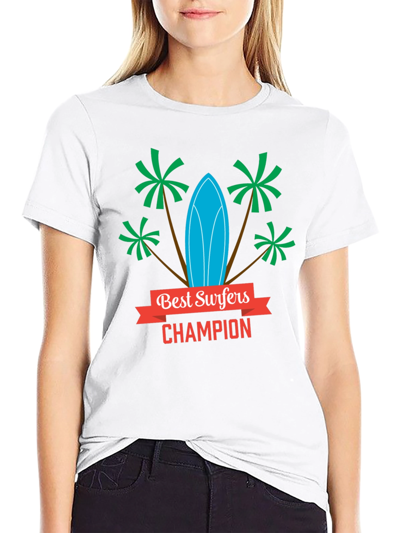 Best Surfers Champion Graphic T-Shirt - Beach Style