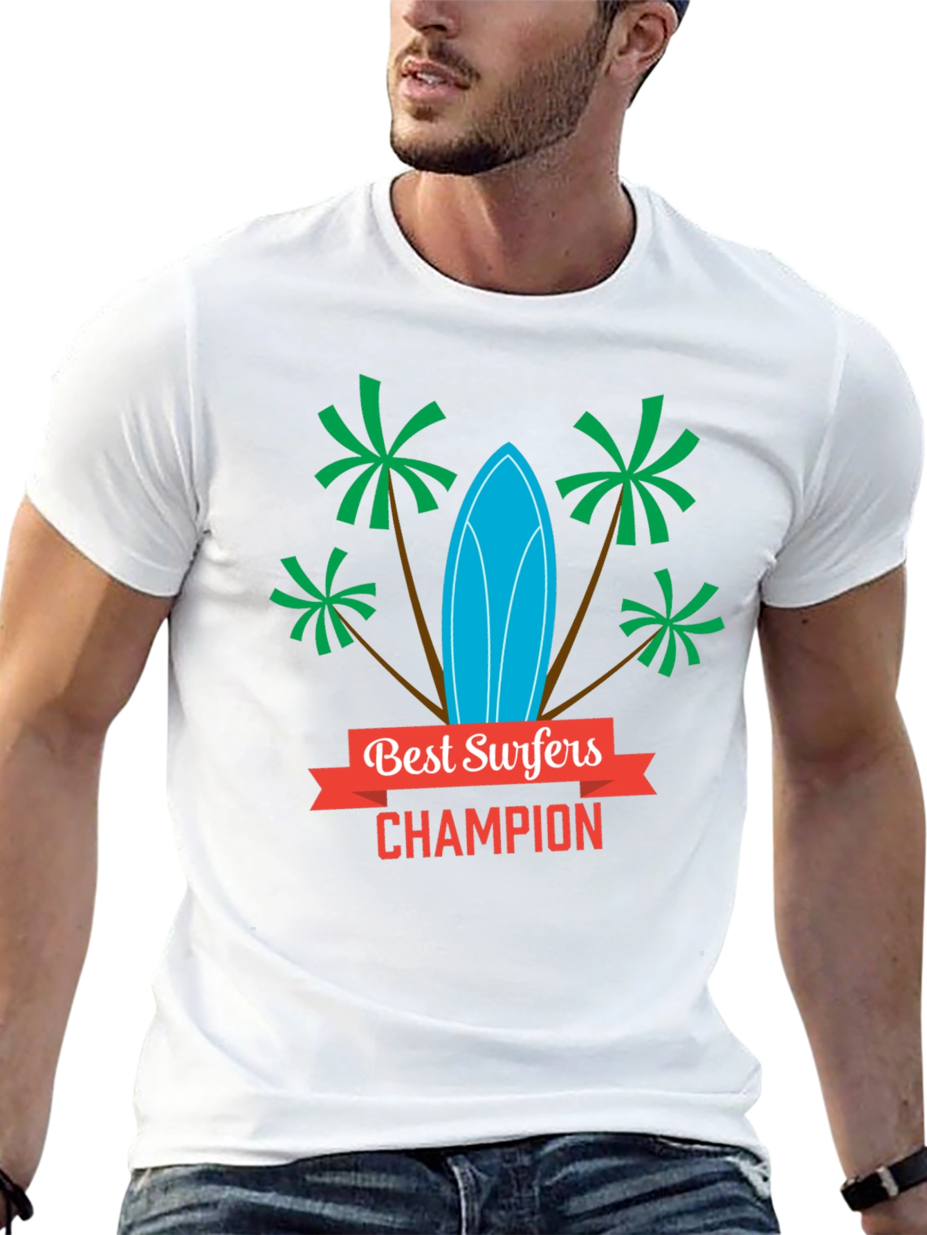 Best Surfers Champion Graphic T-Shirt - Beach Style