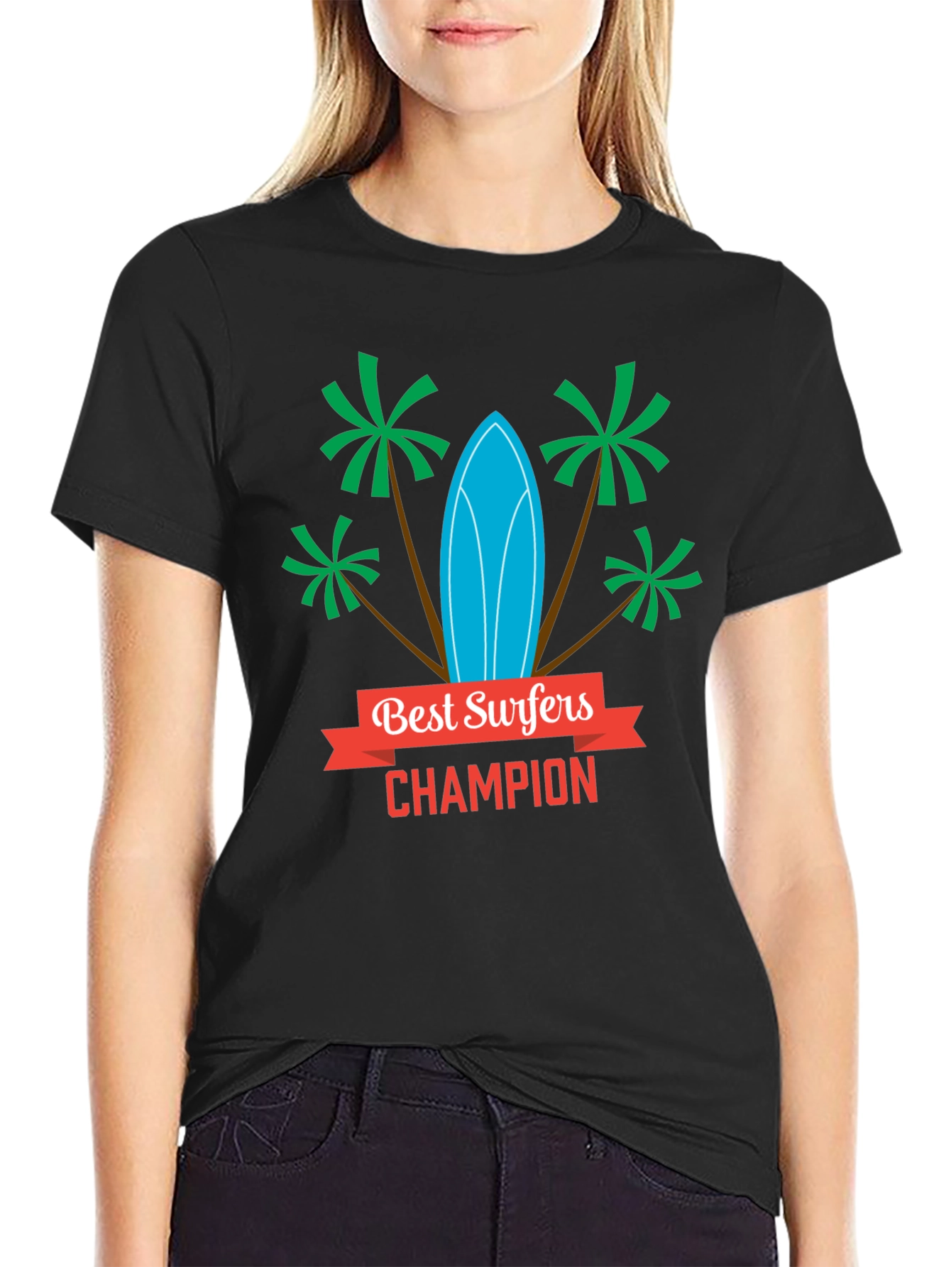 Best Surfers Champion Graphic T-Shirt - Beach Style