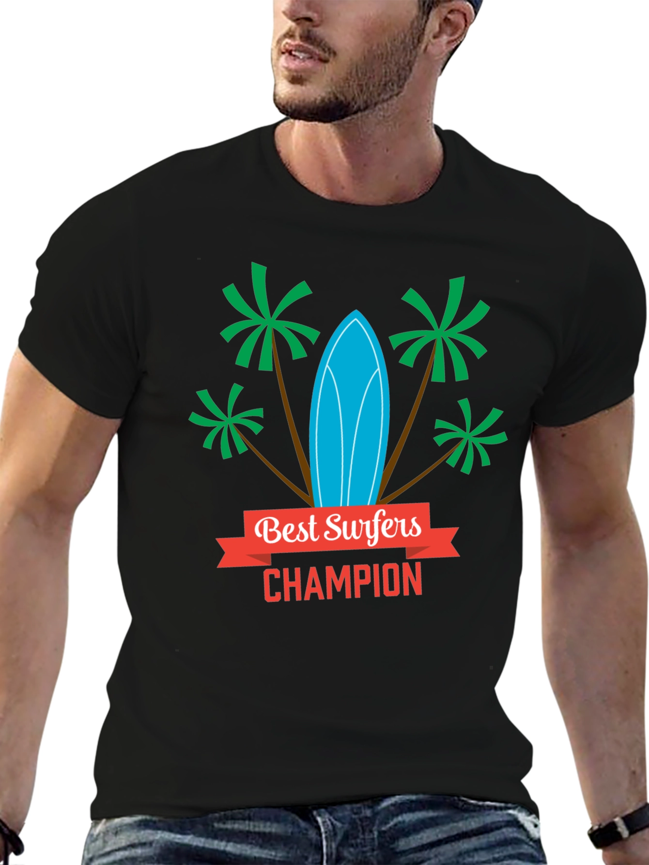 Best Surfers Champion Graphic T-Shirt - Beach Style