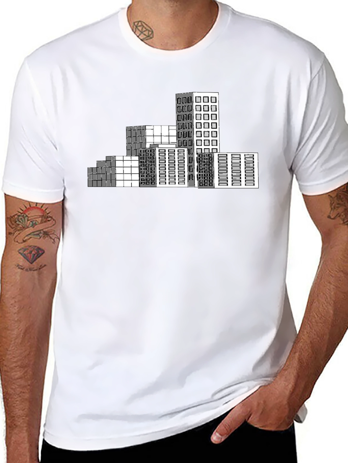 Urban Grid T-Shirt - Modern Cityscape Design
