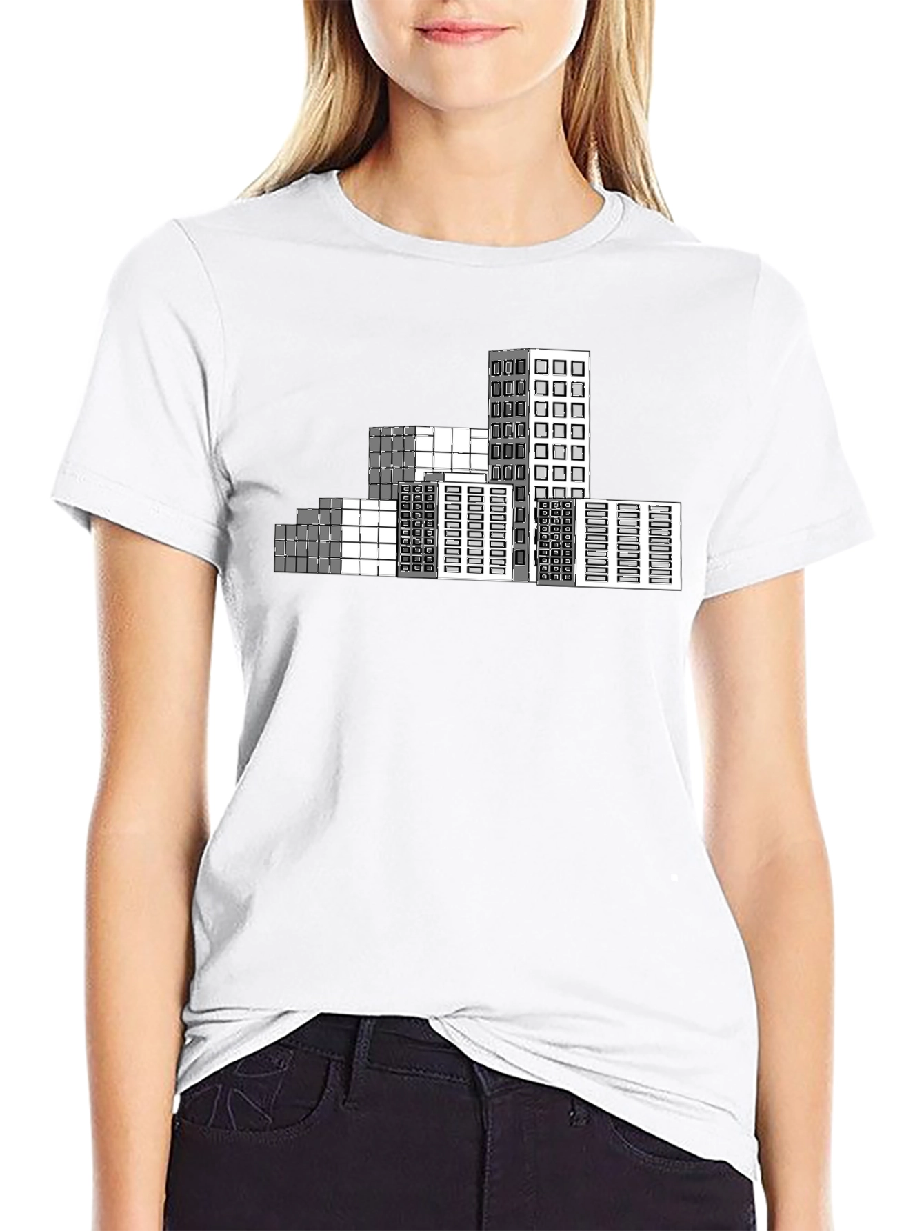 Urban Grid T-Shirt - Modern Cityscape Design