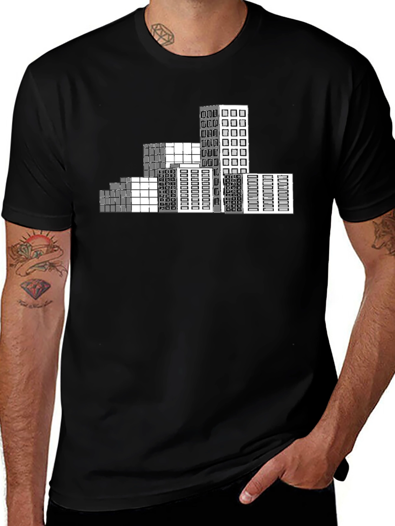 Urban Grid T-Shirt - Modern Cityscape Design
