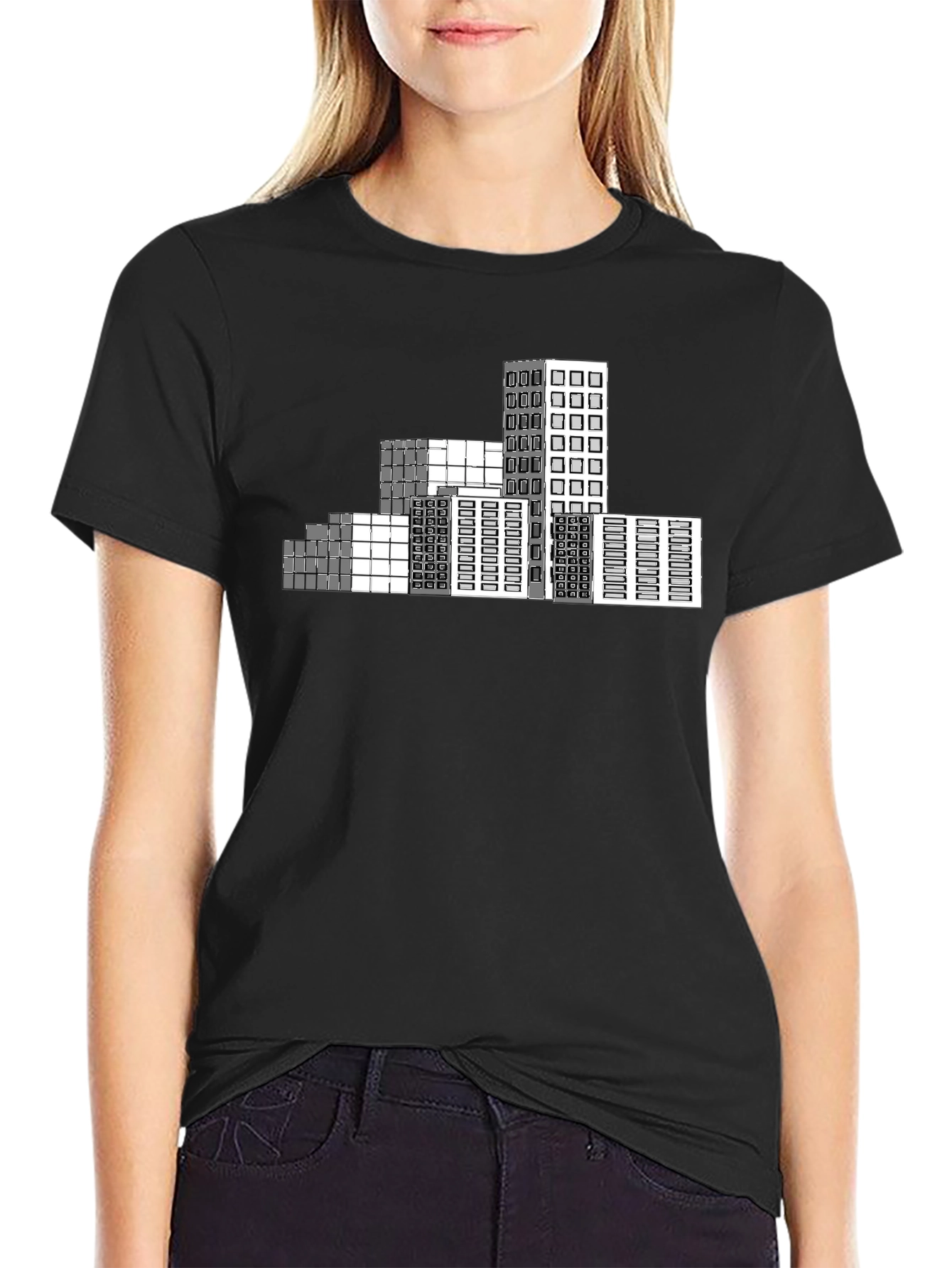 Urban Grid T-Shirt - Modern Cityscape Design