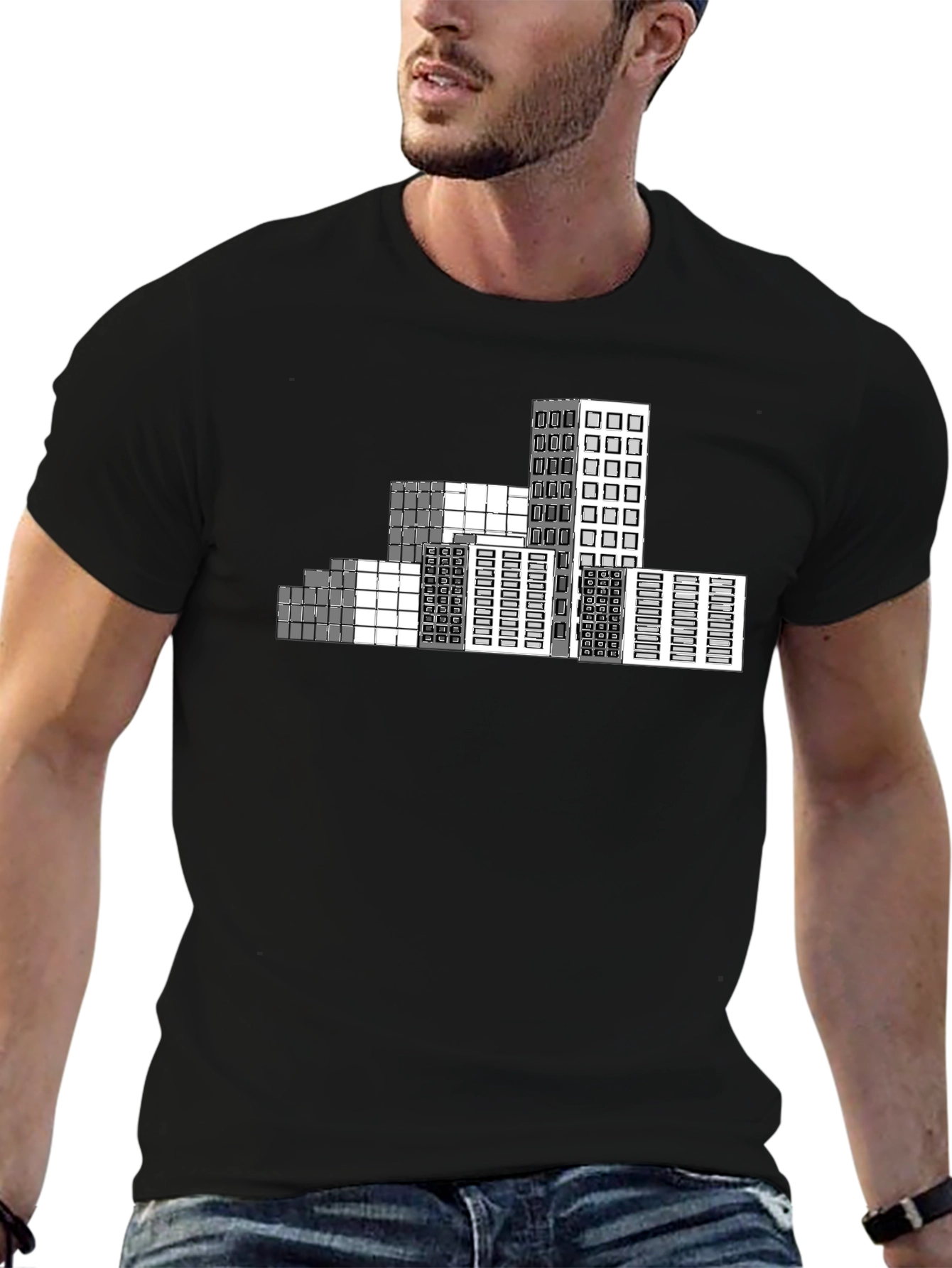 Urban Grid T-Shirt - Modern Cityscape Design