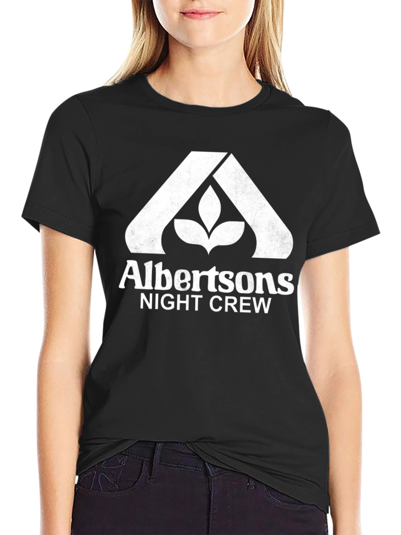 Albertsons Night Crew Black T-Shirt