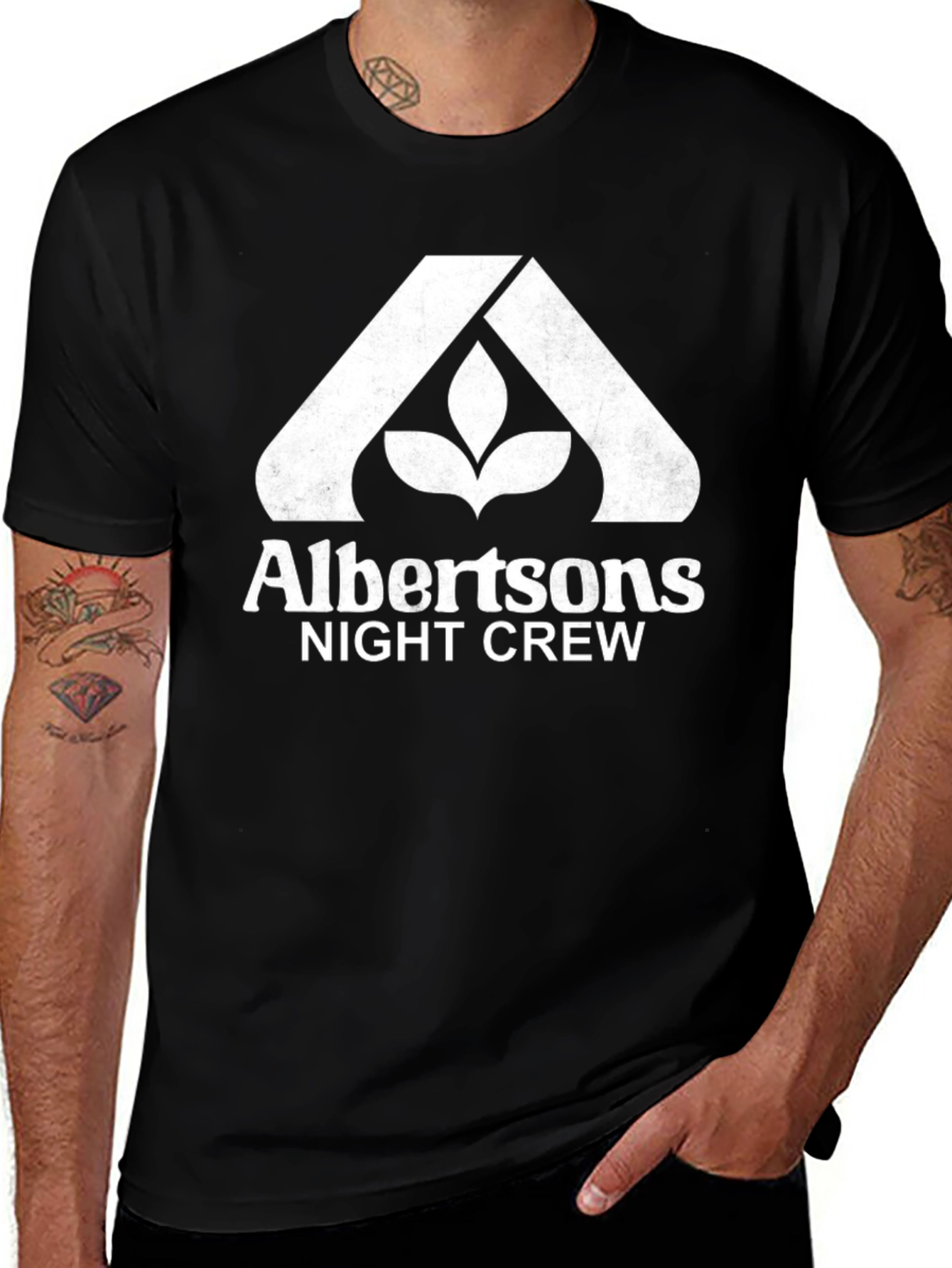 Albertsons Night Crew Black T-Shirt