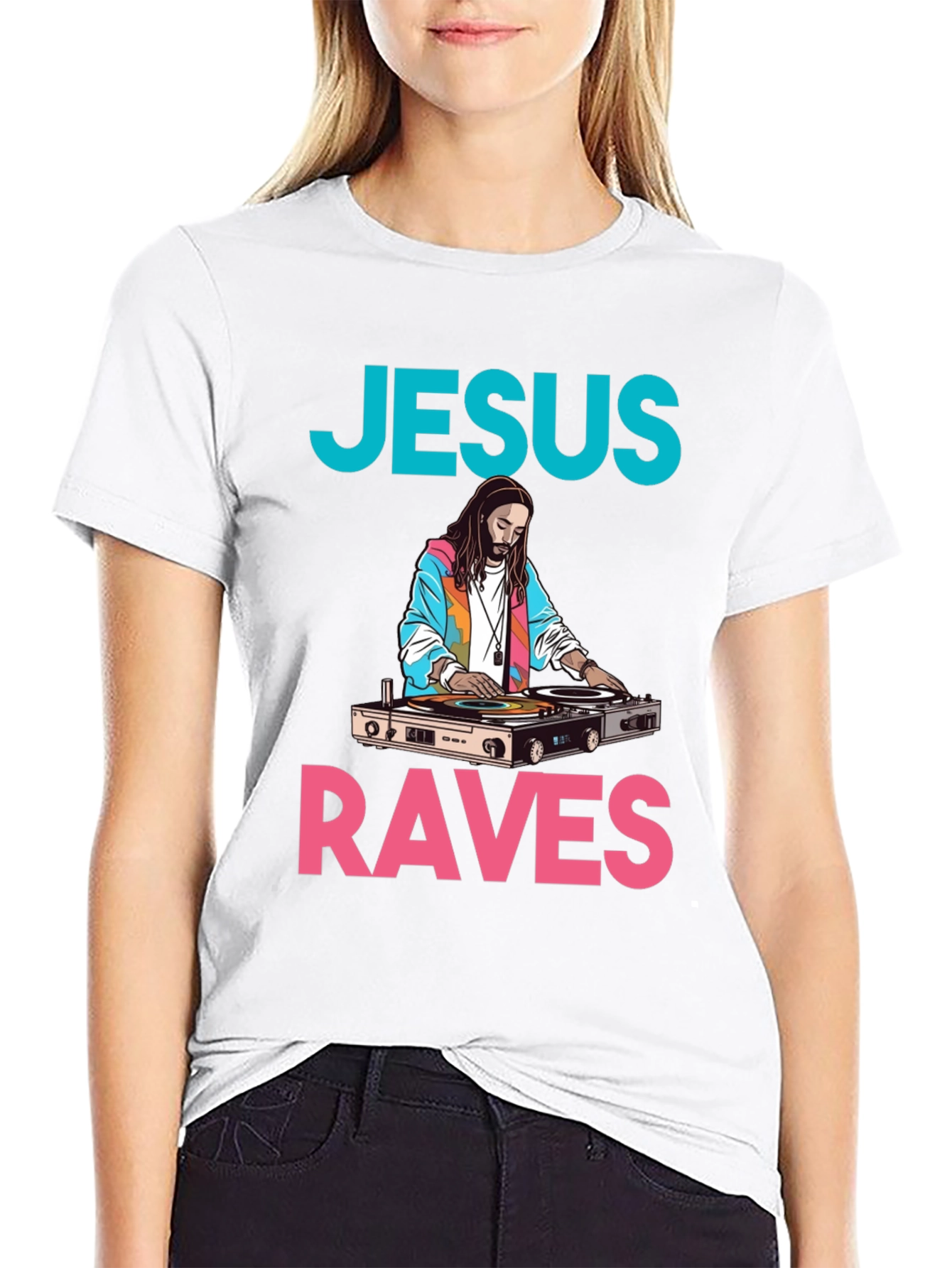 Jesus Raves Graphic Tee - DJ Jesus T-Shirt