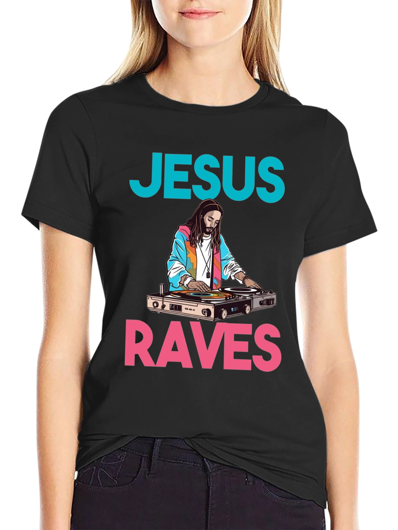 Jesus Raves Graphic Tee - DJ Jesus T-Shirt