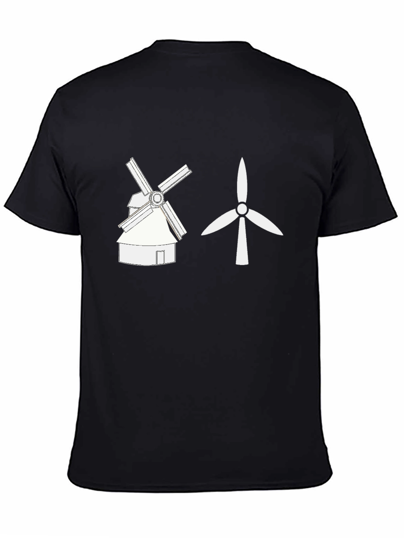 Windmill vs Wind Turbine Graphic Tee - Black