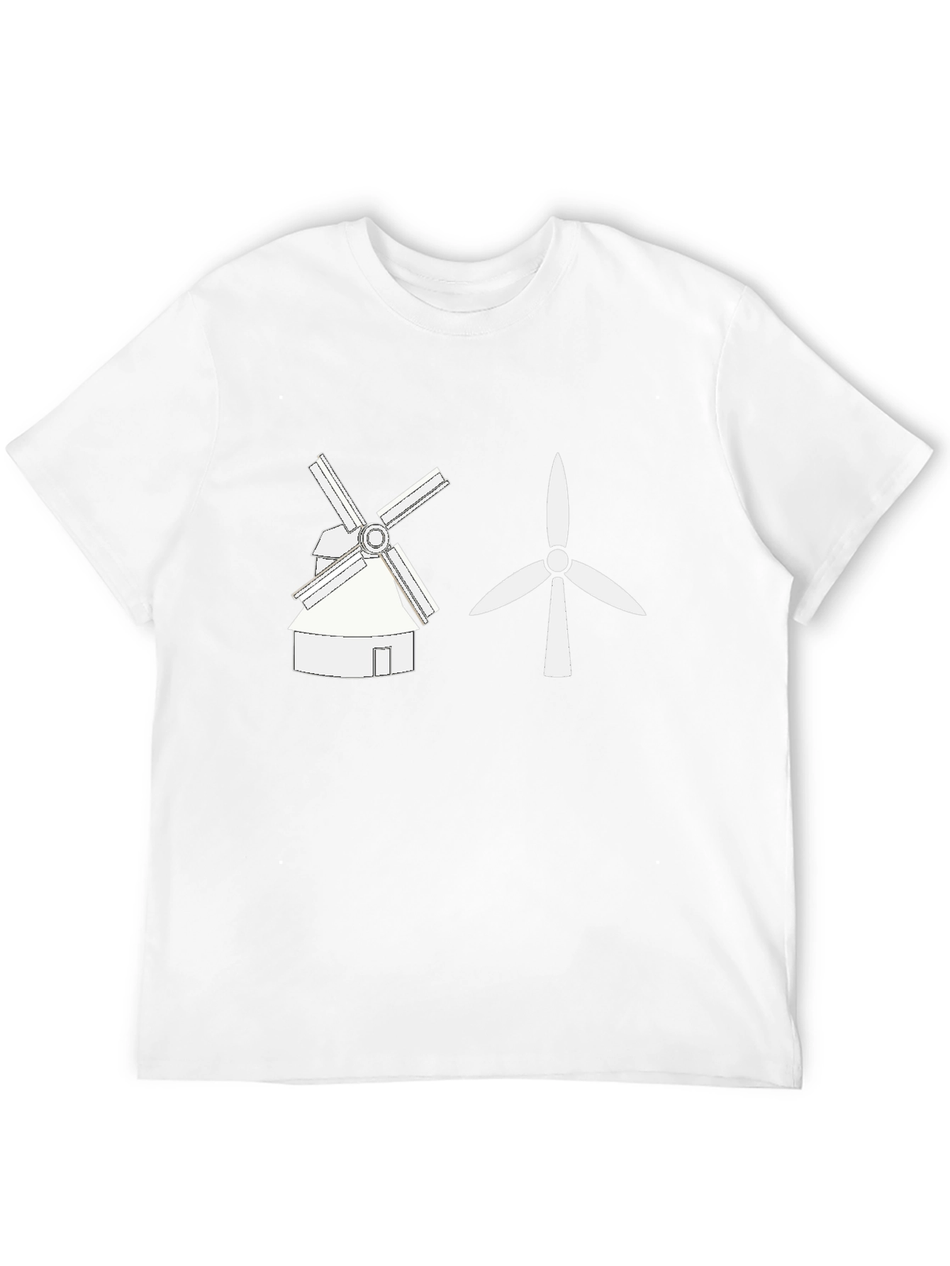 Windmill vs Wind Turbine Graphic Tee - Black