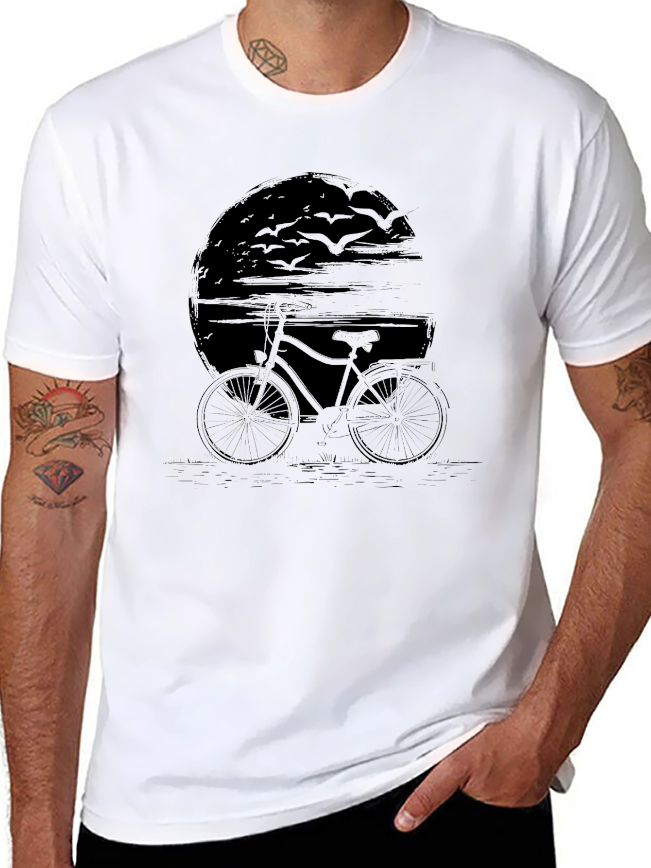 Mens Black Bicycle Graphic T-Shirt