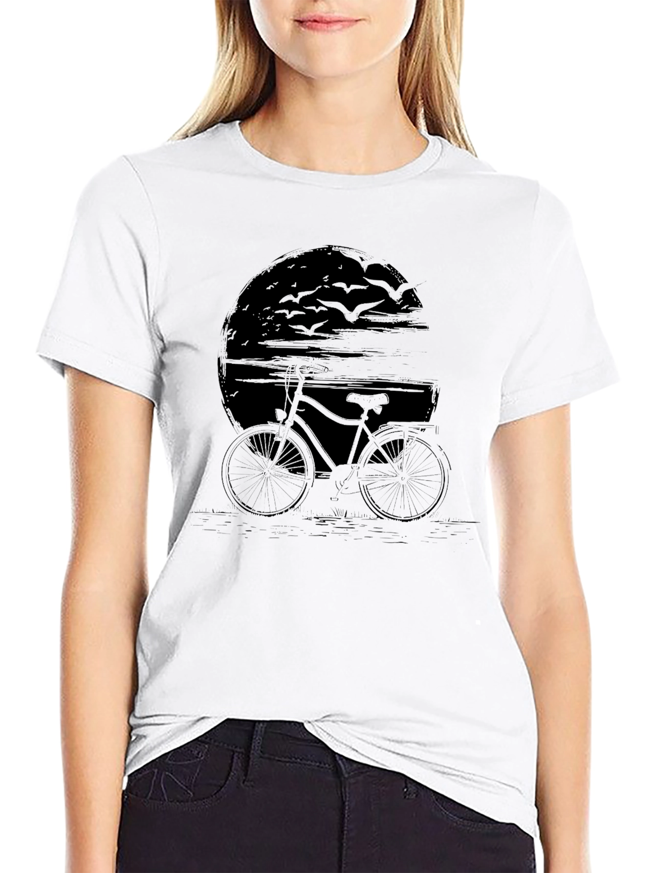 Mens Black Bicycle Graphic T-Shirt