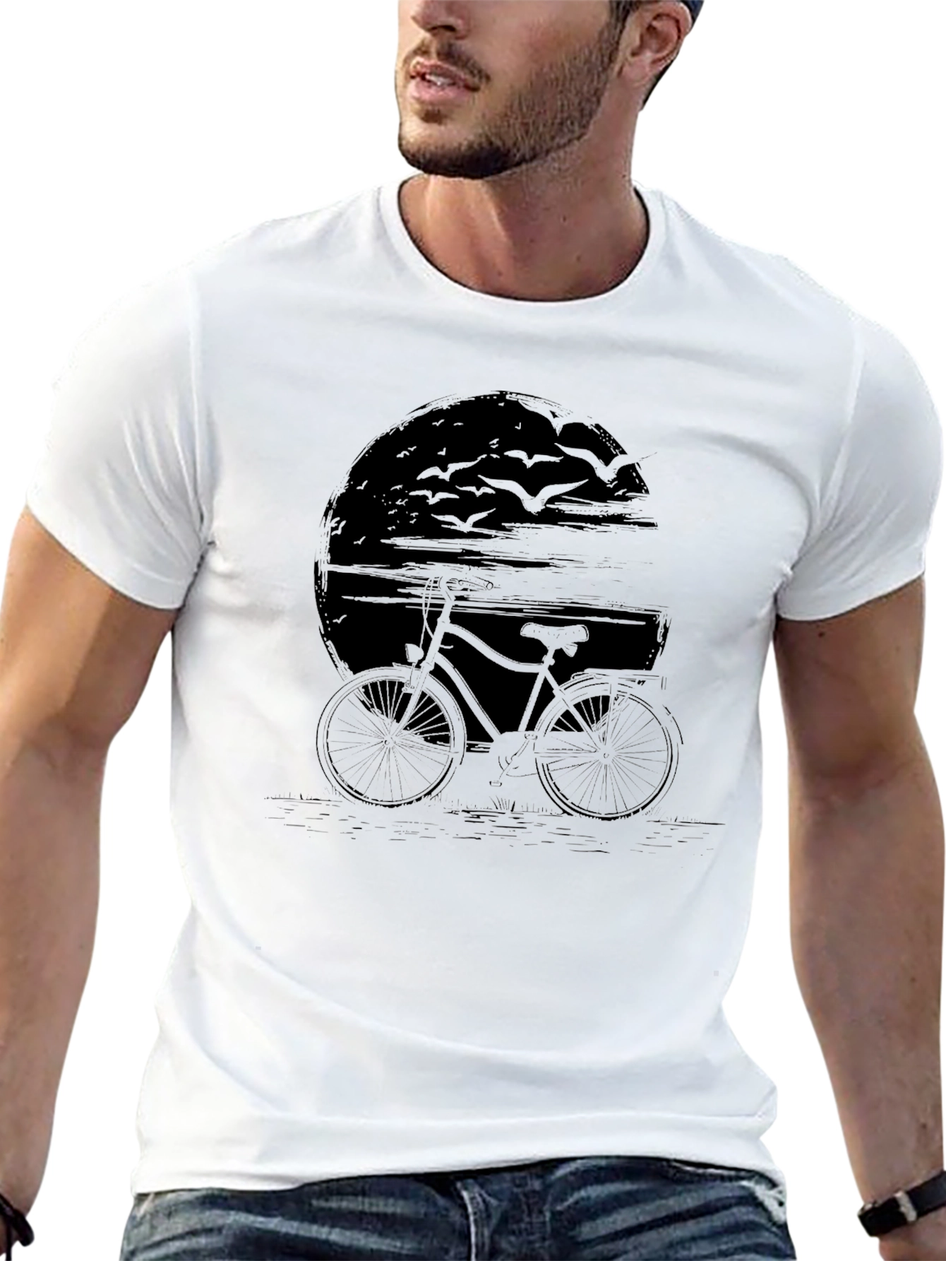 Mens Black Bicycle Graphic T-Shirt