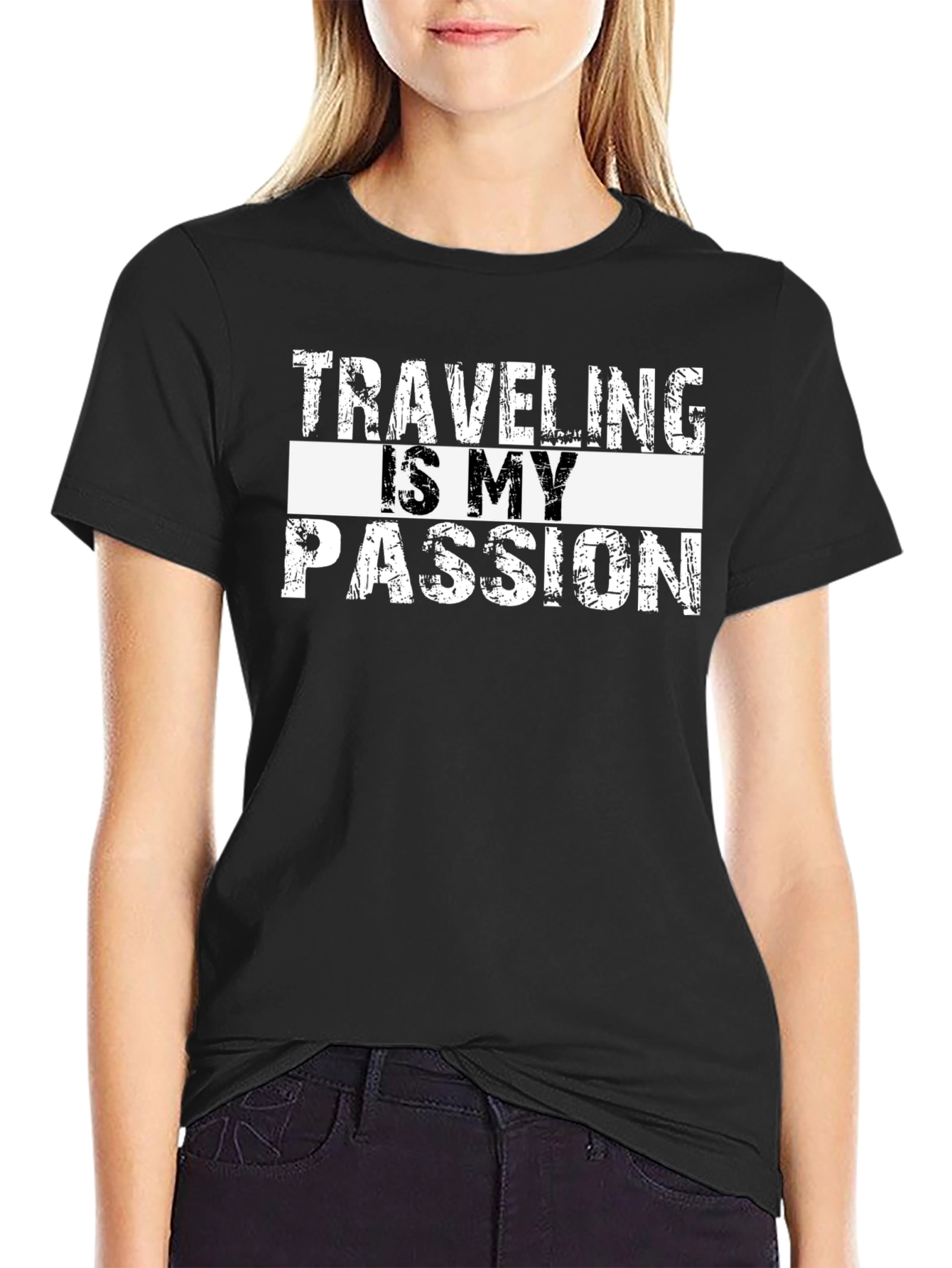 Traveling is My Passion Black Graphic Tee