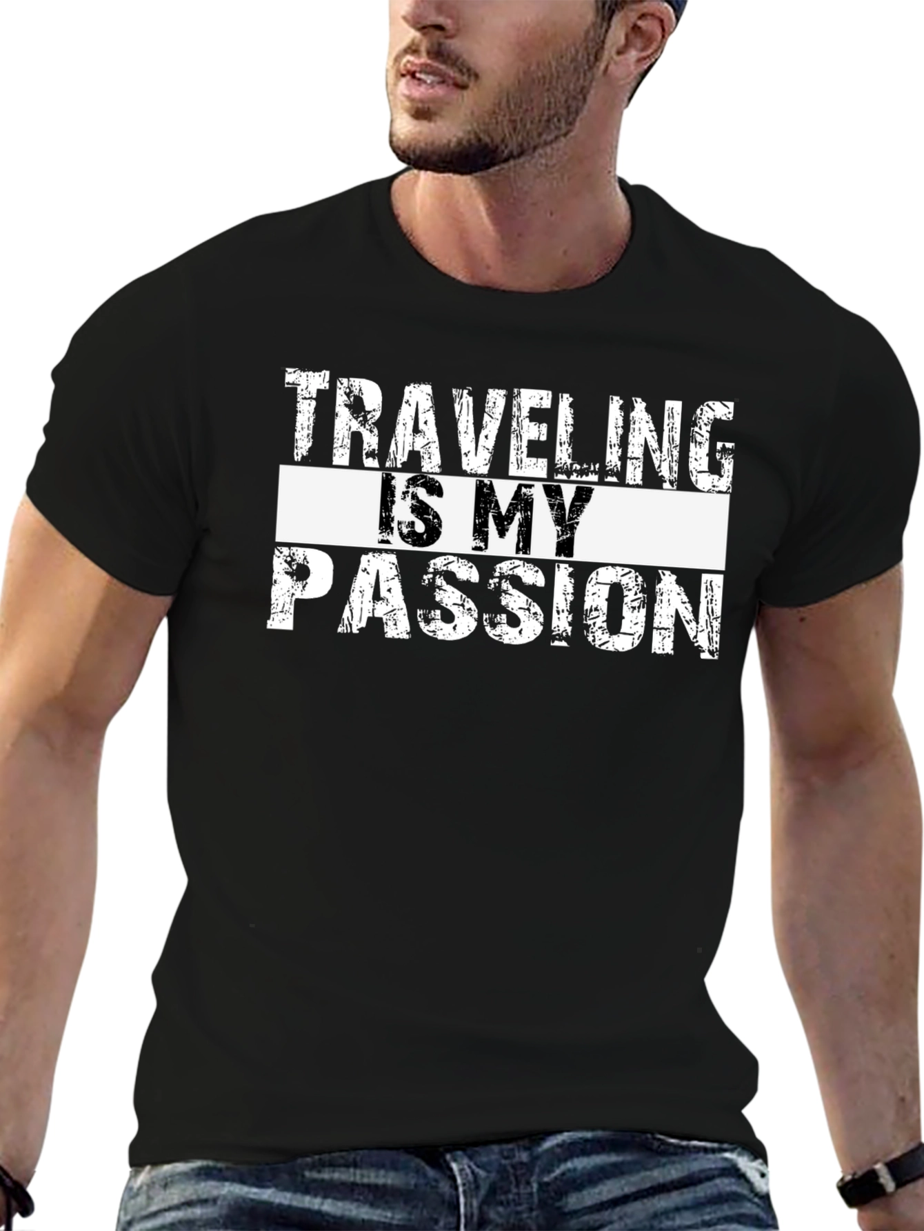 Traveling is My Passion Black Graphic Tee