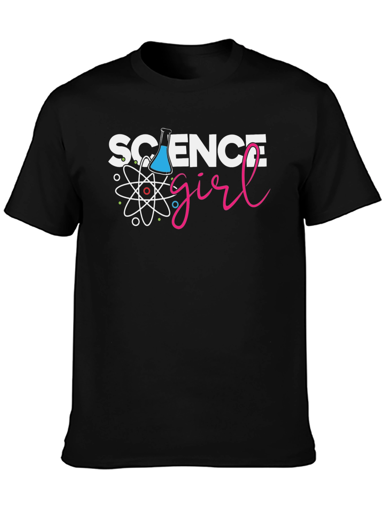 Science Girl Black T-Shirt - Chemistry Design