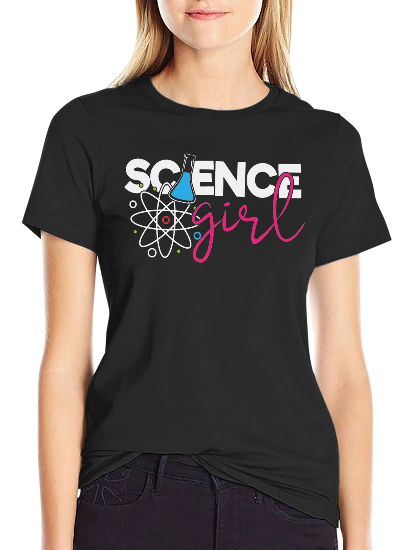 Science Girl Black T-Shirt - Chemistry Design