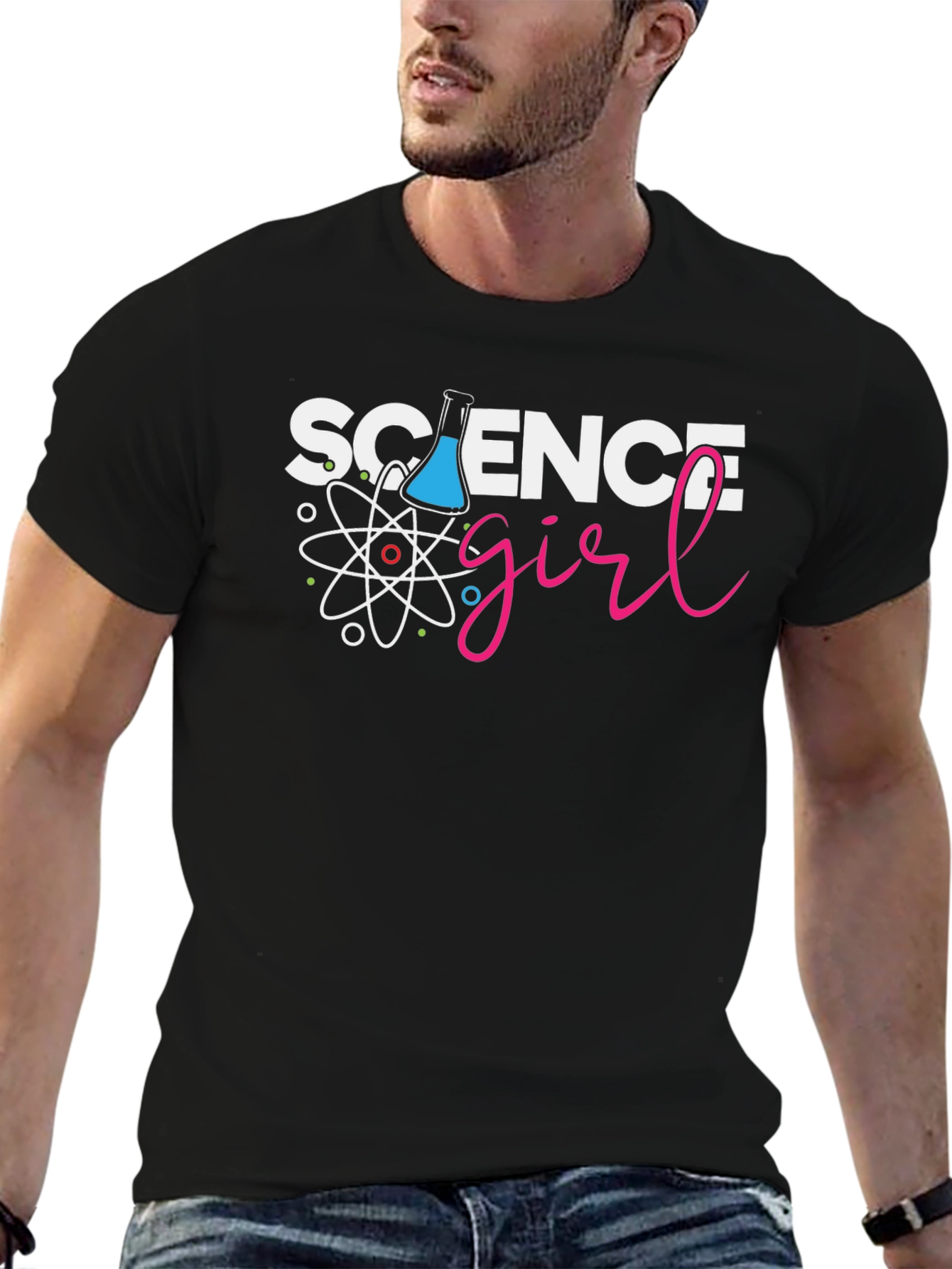 Science Girl Black T-Shirt - Chemistry Design