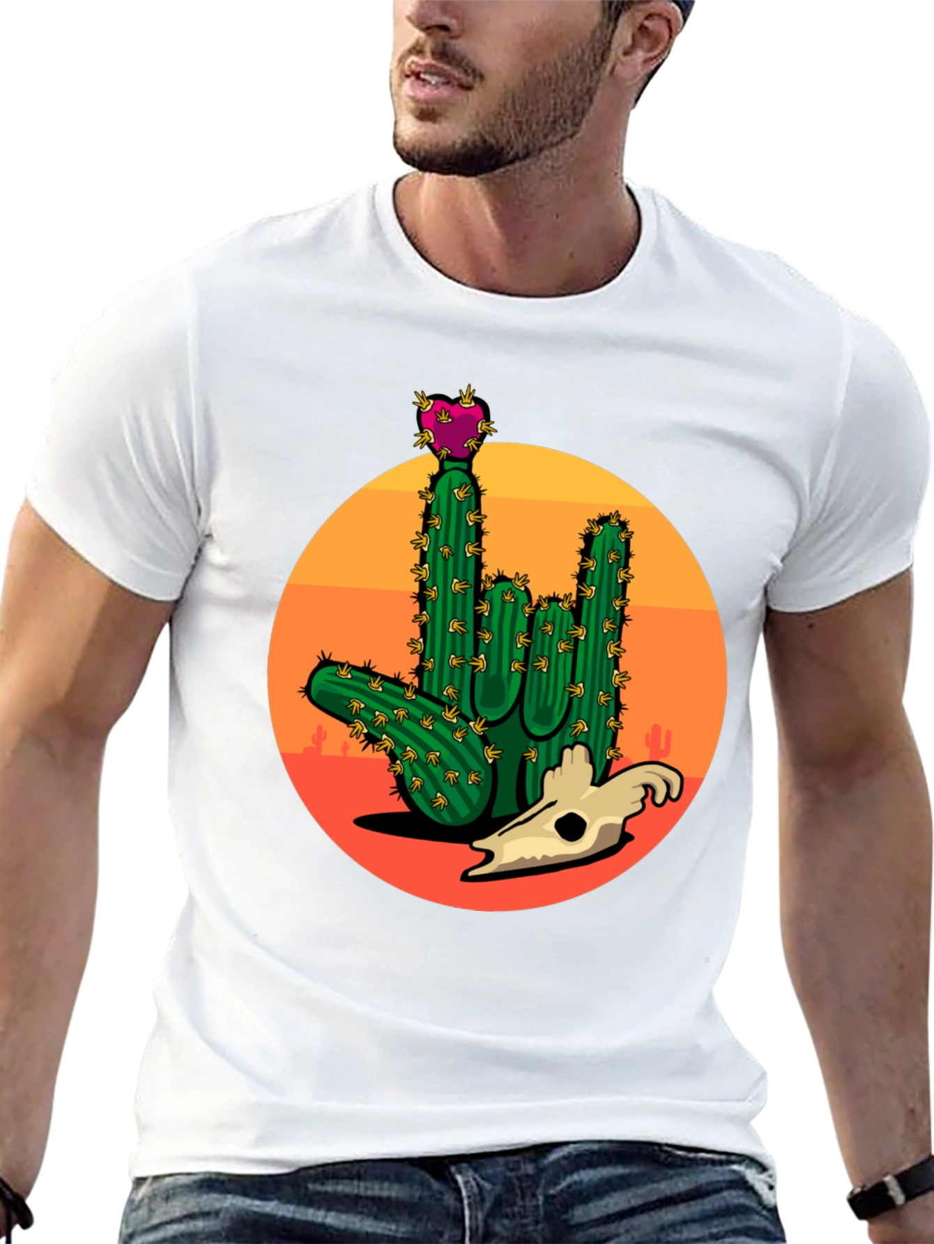Cactus Skull Graphic Tee - Desert Vibes