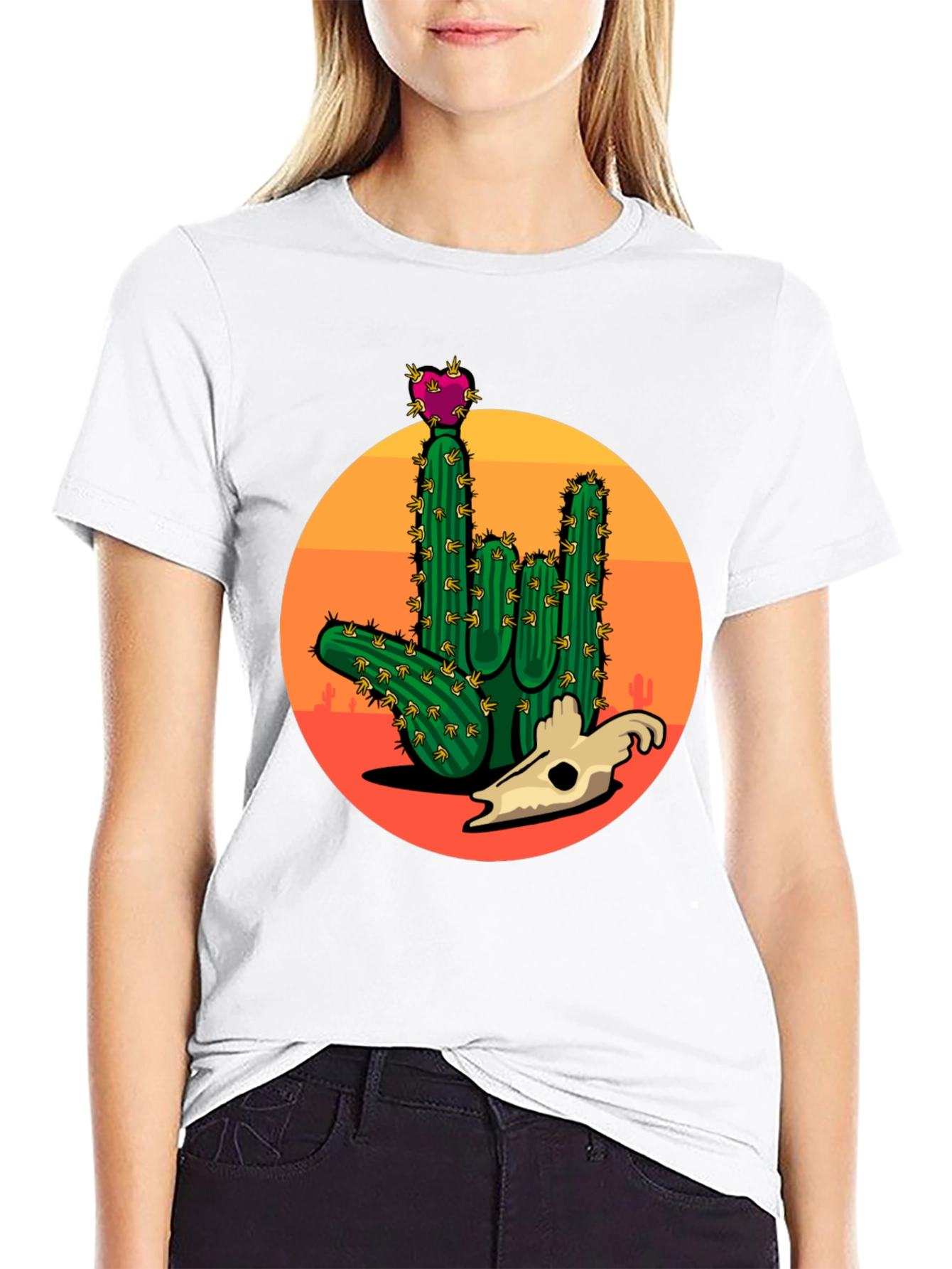 Cactus Skull Graphic Tee - Desert Vibes