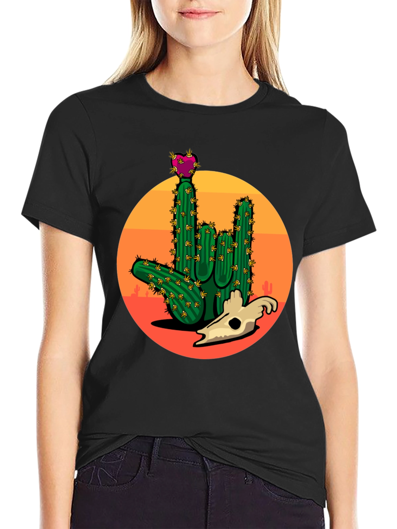 Cactus Skull Graphic Tee - Desert Vibes
