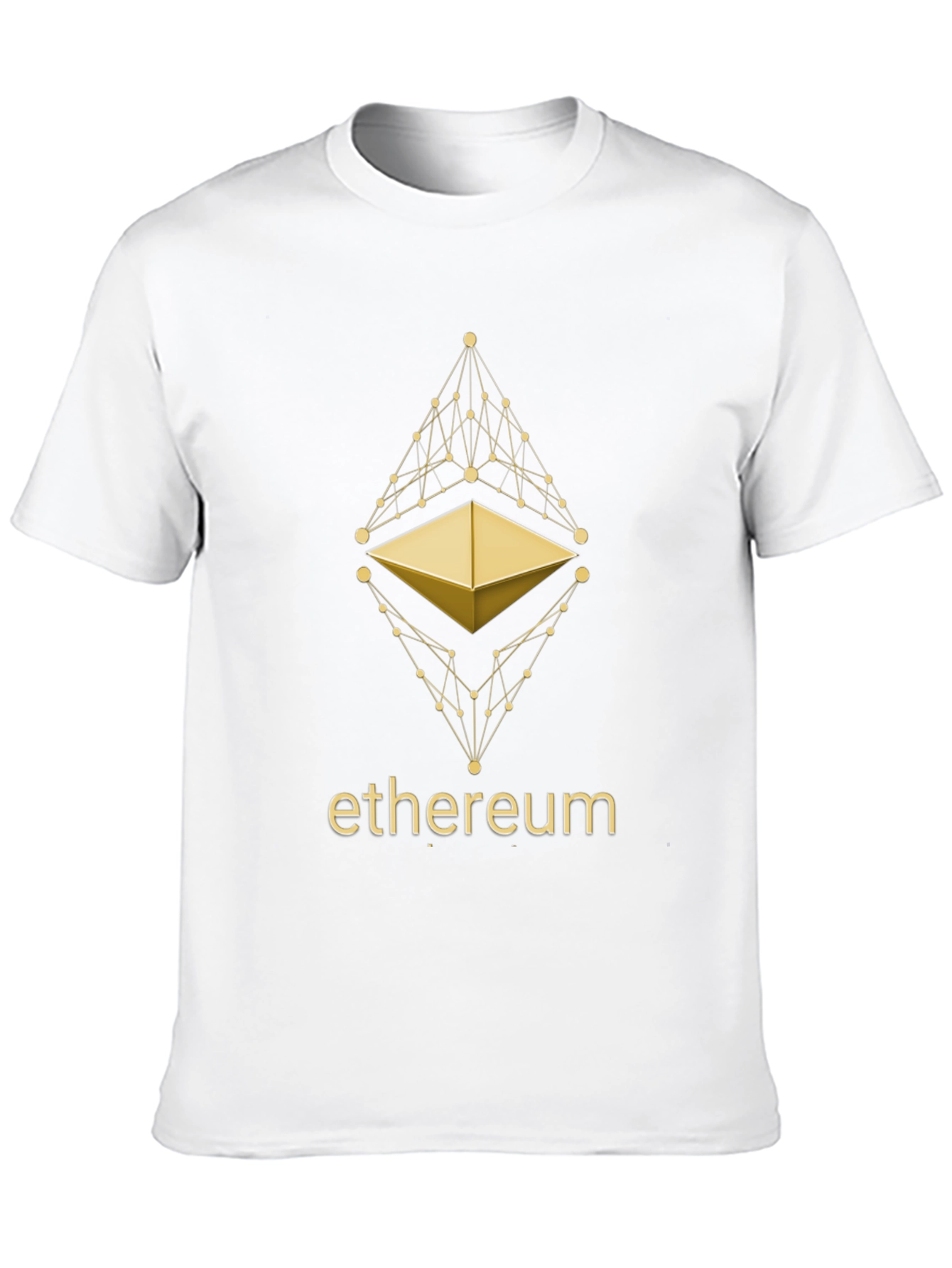 Ethereum Crypto T-Shirt - Golden Blockchain Design