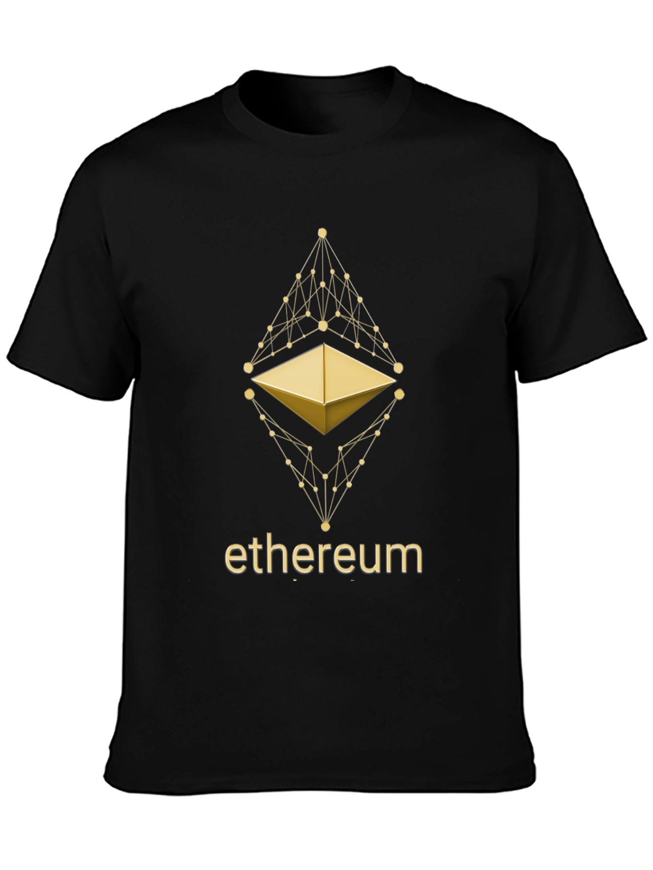 Ethereum Crypto T-Shirt - Golden Blockchain Design