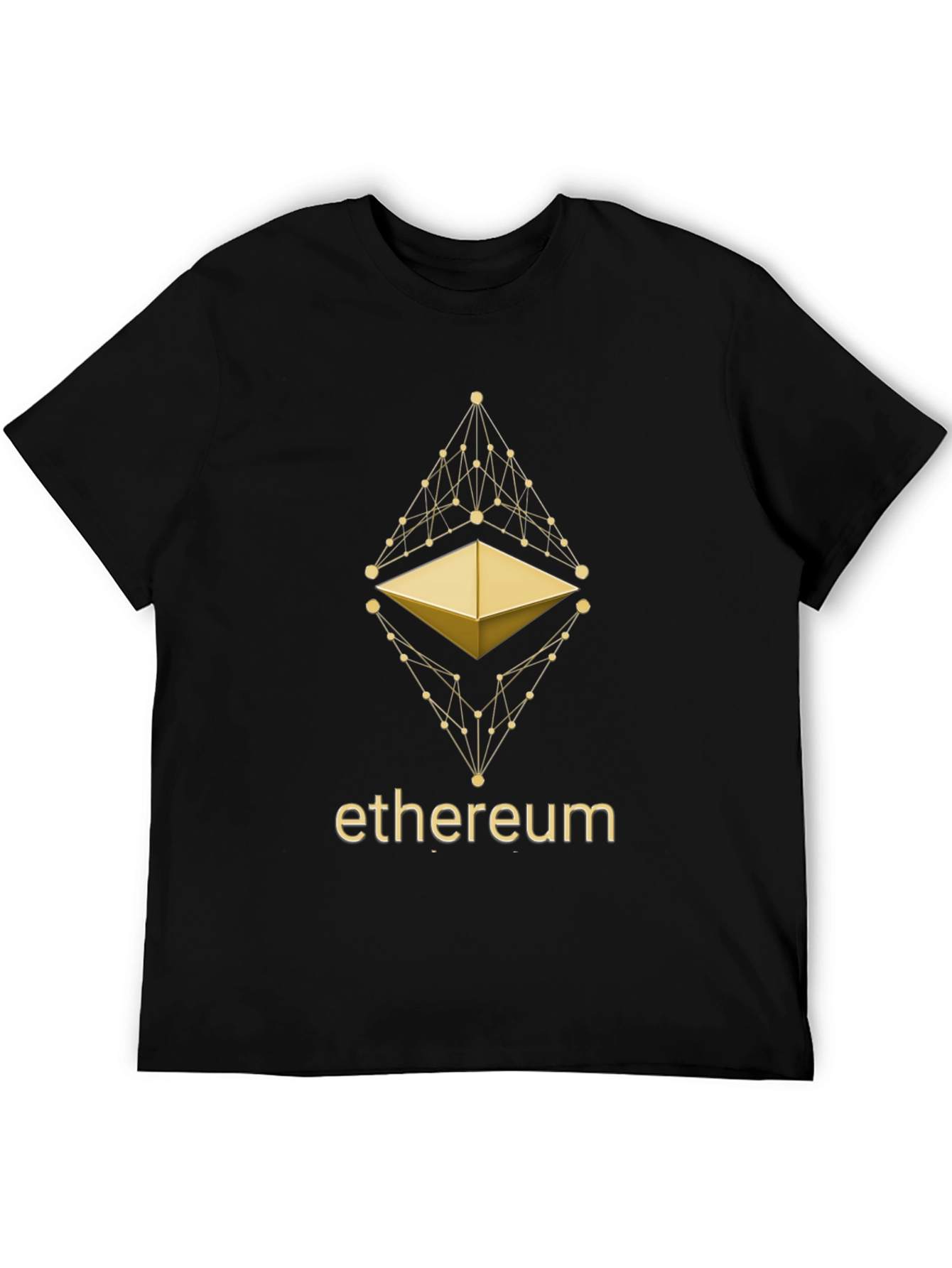 Ethereum Crypto T-Shirt - Golden Blockchain Design