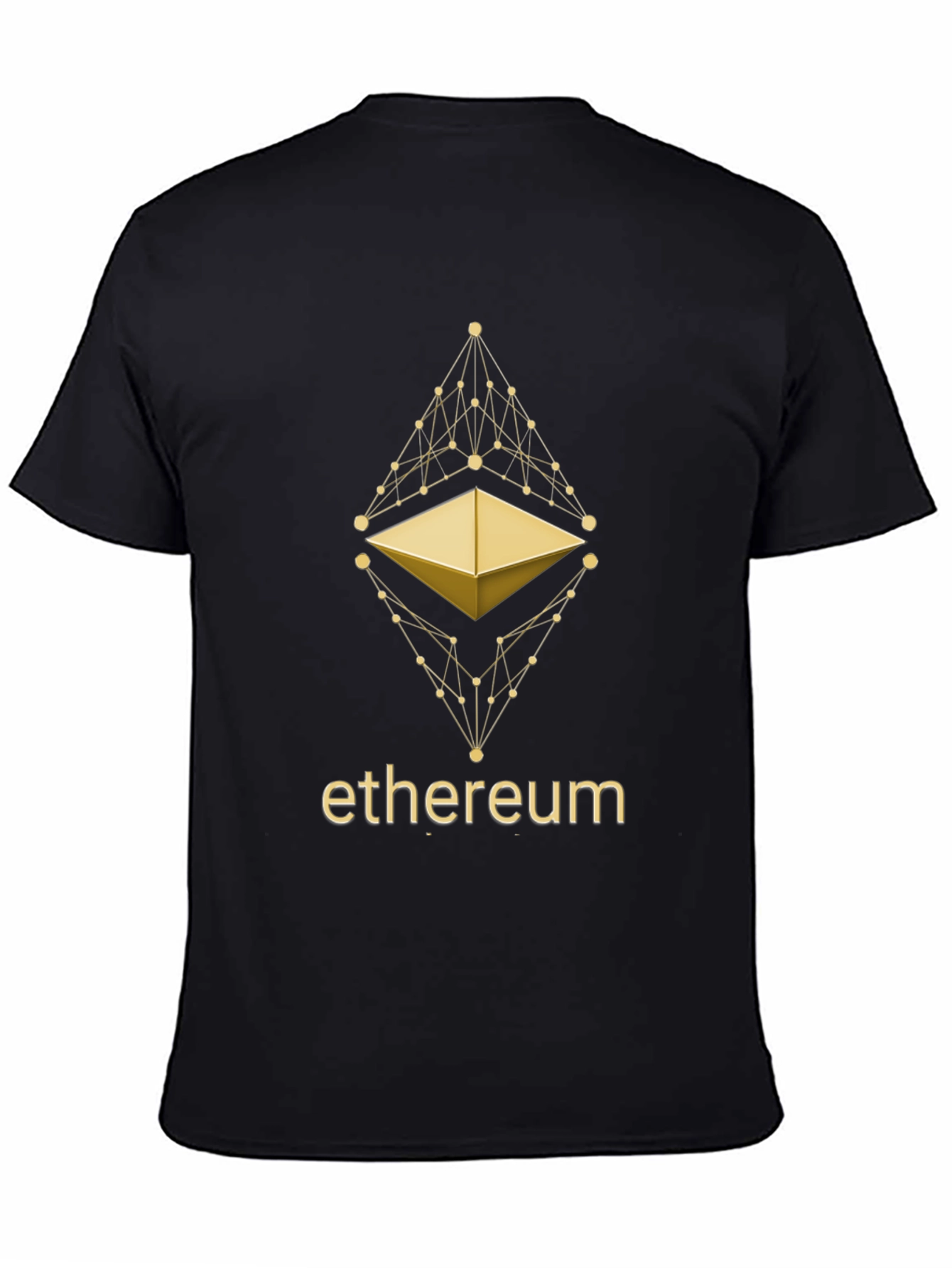 Ethereum Crypto T-Shirt - Golden Blockchain Design