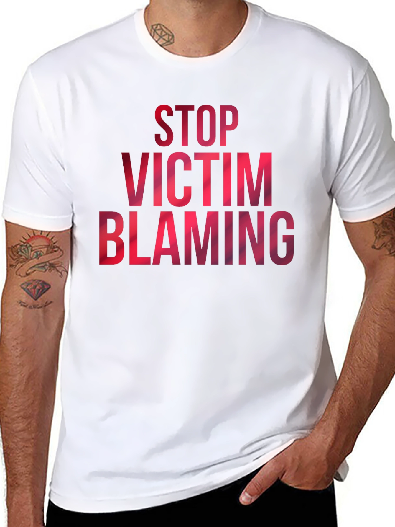 Stop Victim Blaming Graphic Tee - Black Cotton T-Shirt