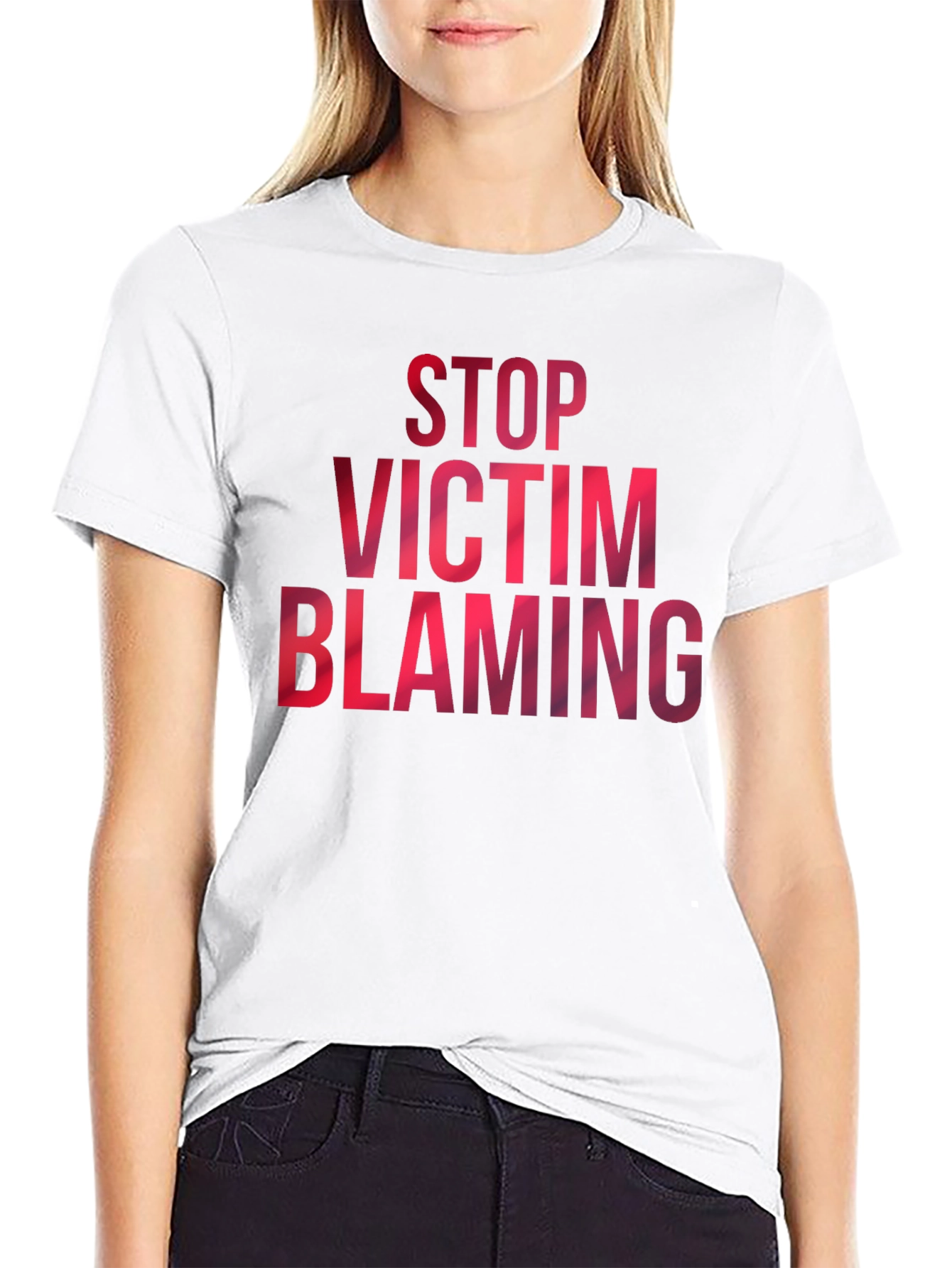Stop Victim Blaming Graphic Tee - Black Cotton T-Shirt