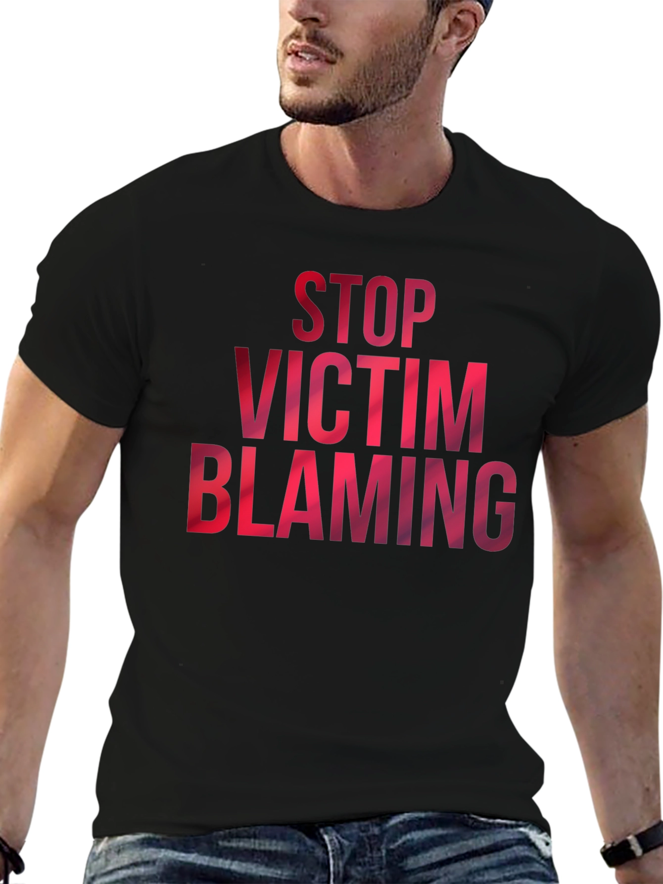 Stop Victim Blaming Graphic Tee - Black Cotton T-Shirt